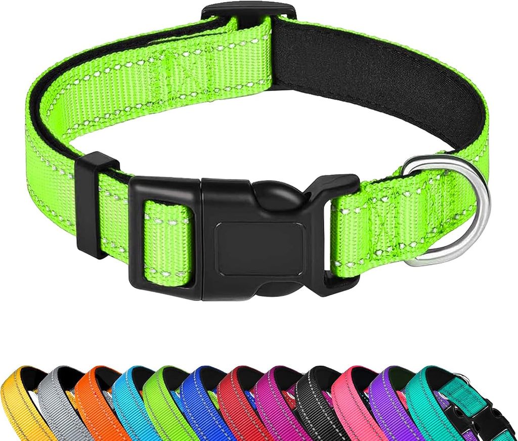 Reflective Dog Collar, Adjustable Soft Neoprene Padded,Teal,M