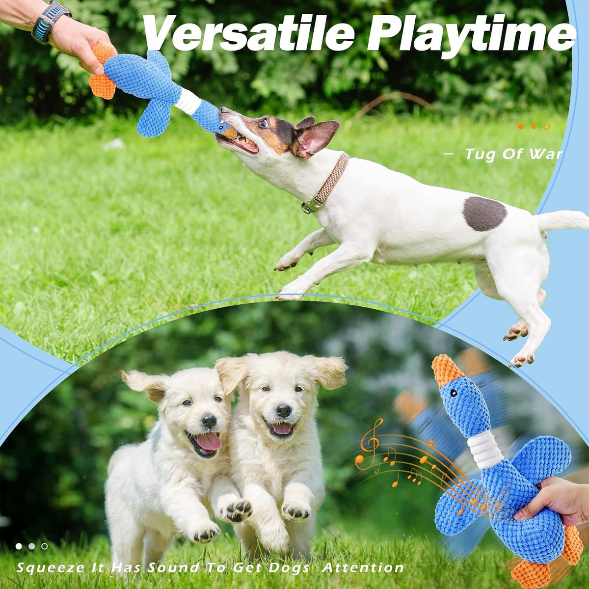 Vitscan Upgraded Goose Indestructible Dog Toys for Aggressive Chewers | Dog Chew Toys for Aggressive Chewers Small Medium Large Breed, Crinkle Squeaky Plush Puppy Chew Toys for Teething, Duck Toys