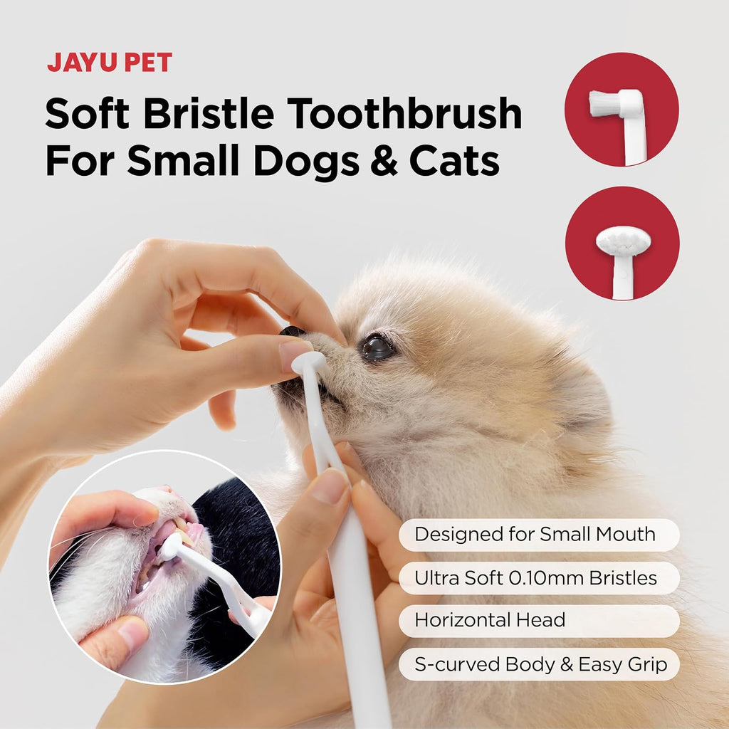 JAYU PET Dental Care Brush with Soft Bristles 1ea | Dog Toothbrush, Cat Toothbrush, For Kitten and Small Dogs, Removes Old Plaque and Tartar, Easy Cleaning