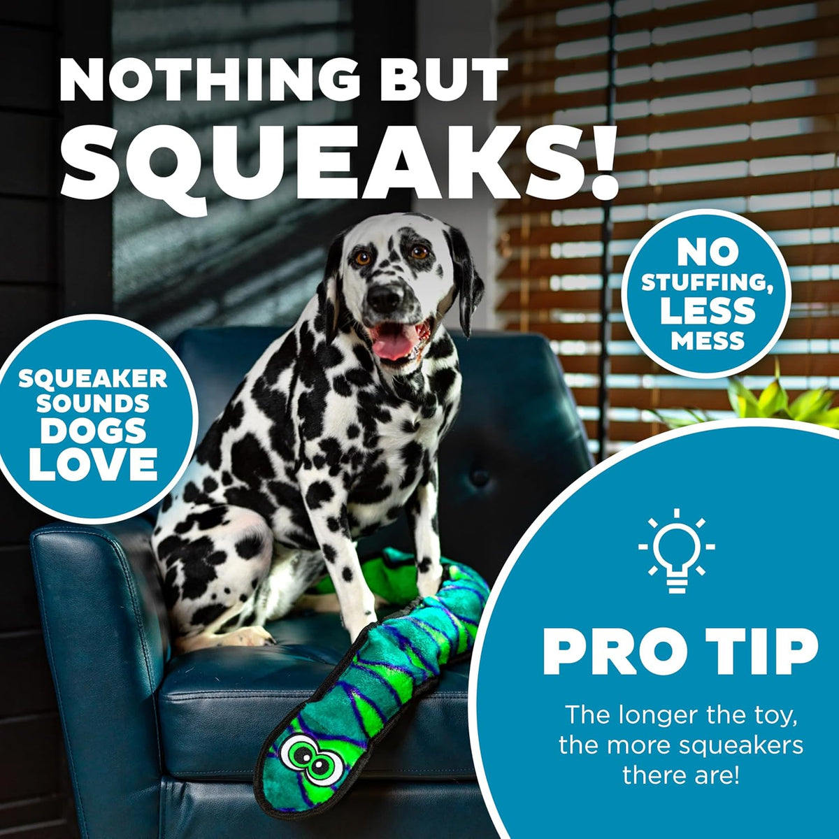 Outward Hound Durablez Tough Chew Plush Squeaky Dog Toy, Snake, 40" | 6 Jumbo Squeakers, Durable for Rowdy Play, No Stuffing, Less Mess, Interactive Fetch & Toss, Tough Chewers, Dogs & Puppies