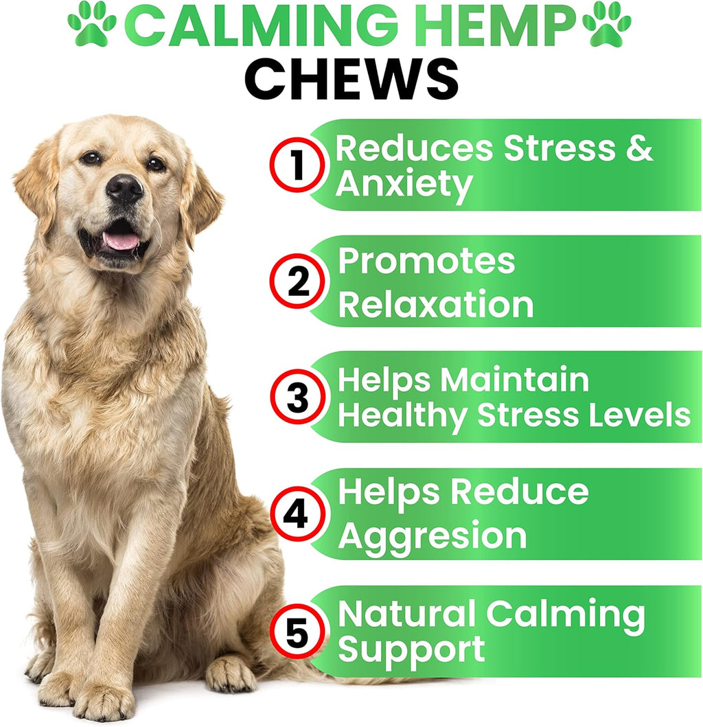 Hemp Calming Chews for Dogs - Dog Calming Chews, 170 Anxiety Relief Treats | Calming Treats with Hemp Oil - Sleep Aid - Advanced Health Hip & Joint Support Supplement Health & Wellness, Made in USA