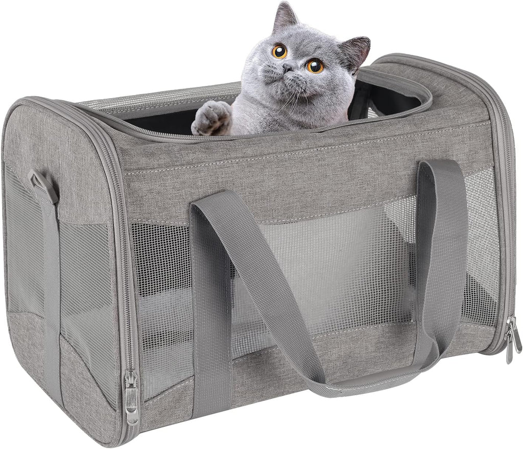 Cat Dog Carriers Soft-Sided Pet Carrier Large Cats for Medium Big Cat Small Dog Puppy up to 16lbs TSA Airline Approved Animal Collapsible Cat Carrier Carriers Travel Carrier Cat Bag (17x11x11)