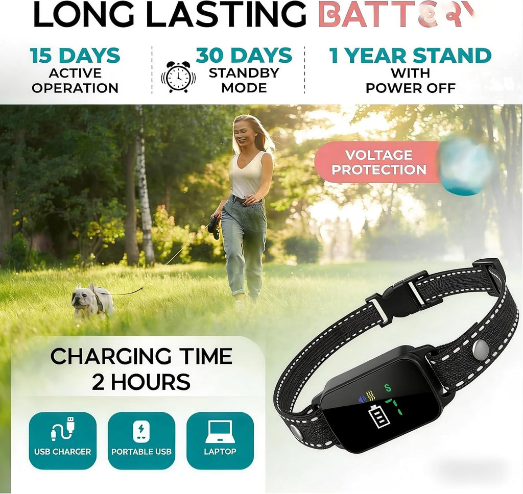Bark Collar, Dog Bark Collar, Training Bark Collar | 5-60LBS Small & Medium Dogs, IP67 Waterproof, Rechargeable Anti Barking Collar with 3Modes, 5 Beep&7 Level Sensitivity Black