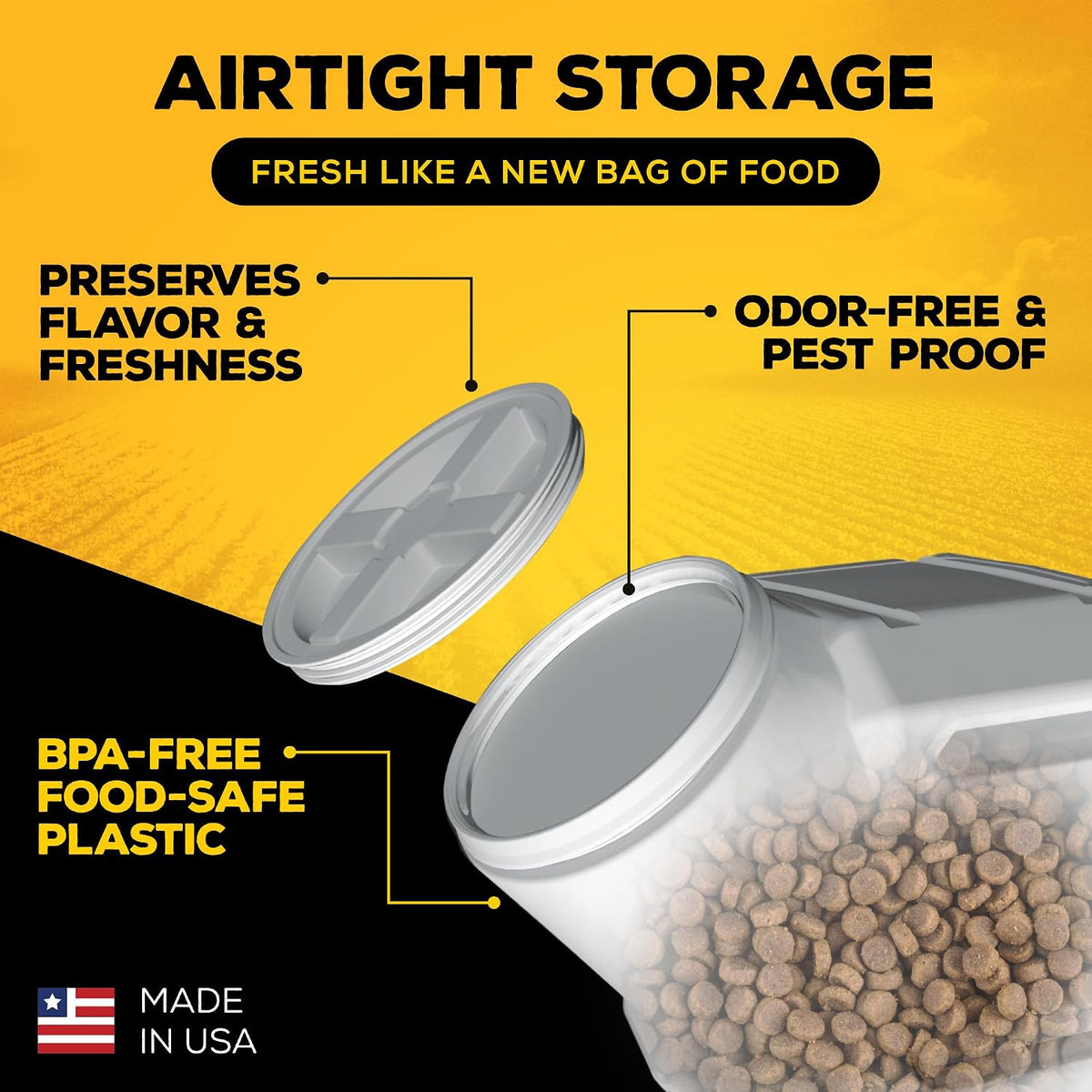 Gamma2 Vittles Vault Pet Food Storage Containers - Sealed Dog and Cat Food Storage Container, Fits up to 25lbs, Made in the USA - [12"L x 13.75"H] | Sealed, Made in USA