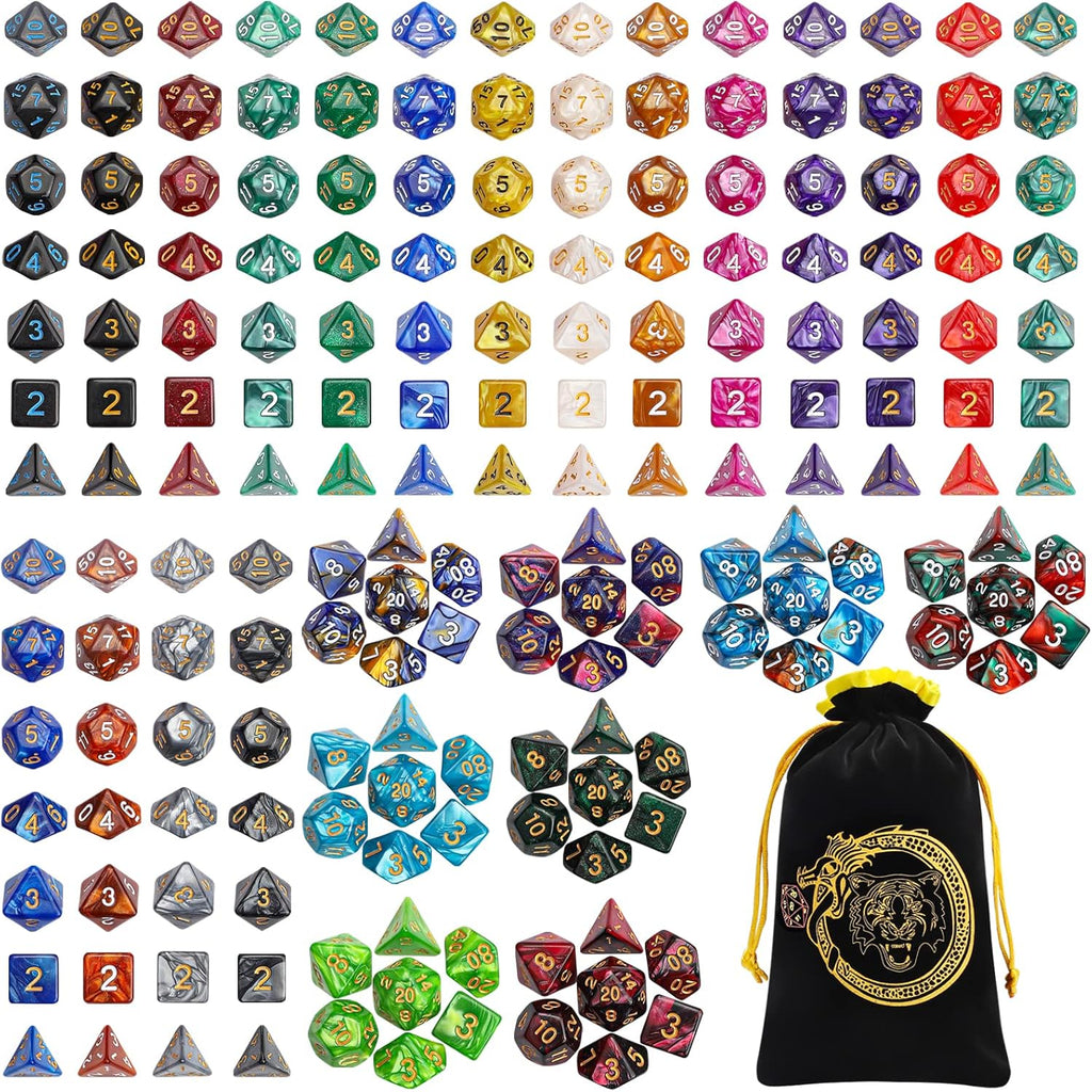 CiaraQ 182pcs Polyhedral Dice Set for Dungeon and Dragons MTG Table Games