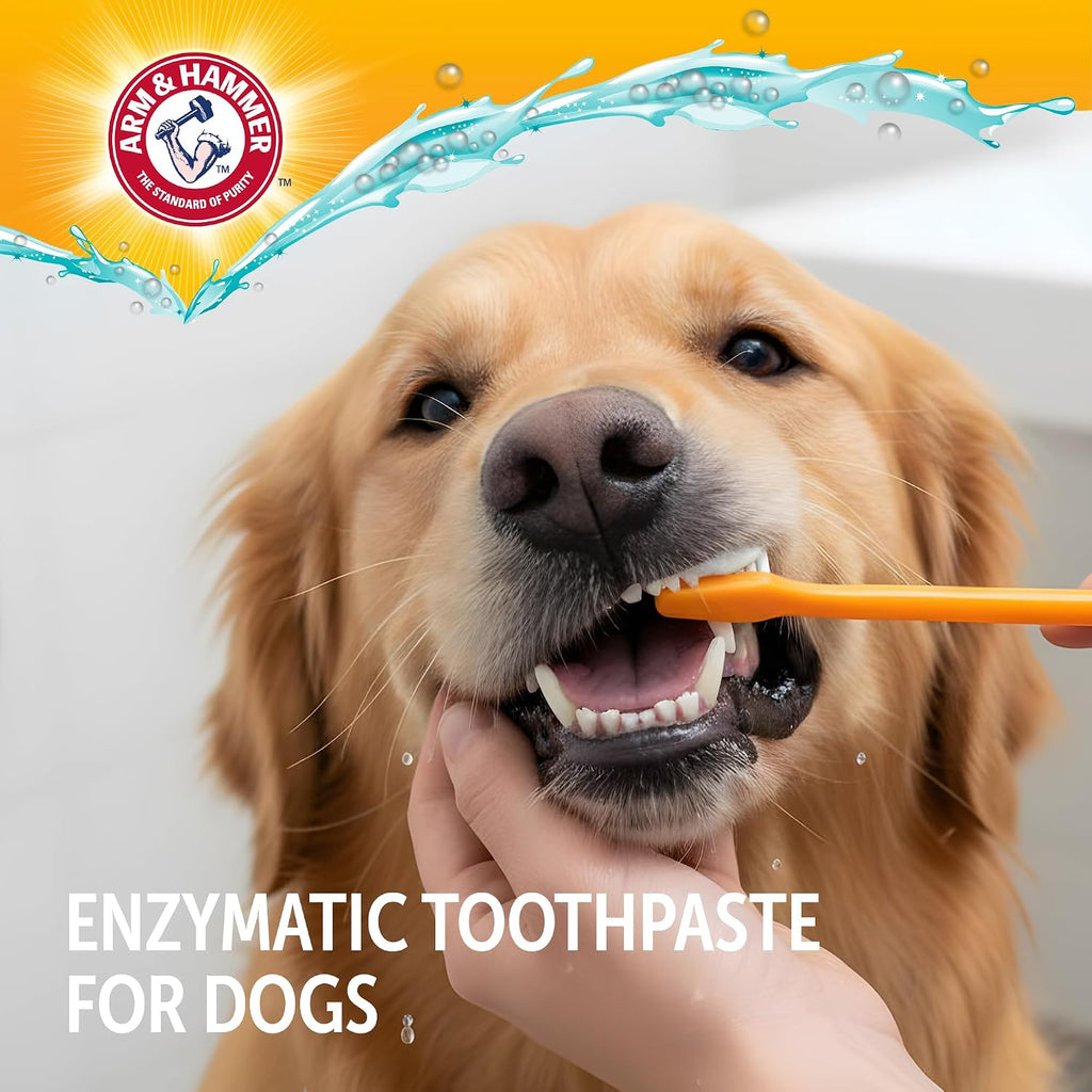 Arm and Hammer Complete Care Dog Dental Kit, Chicken Flavor, 2.5 Oz | Enzymatic toothpaste, toothbrush, and finger brush with baking soda and calcium for plaque and tartar control