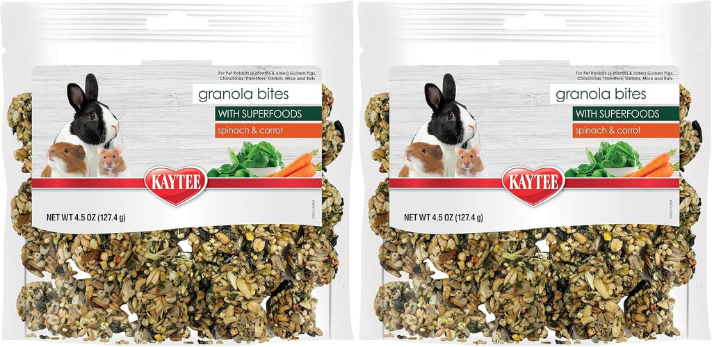 Kaytee Granola Bites with Superfoods Cranberry, Apple and Flax for Rats, Mice, Hamsters, Gerbils, Rabbits, Guinea Pigs and Chinchillas, 4.5 oz