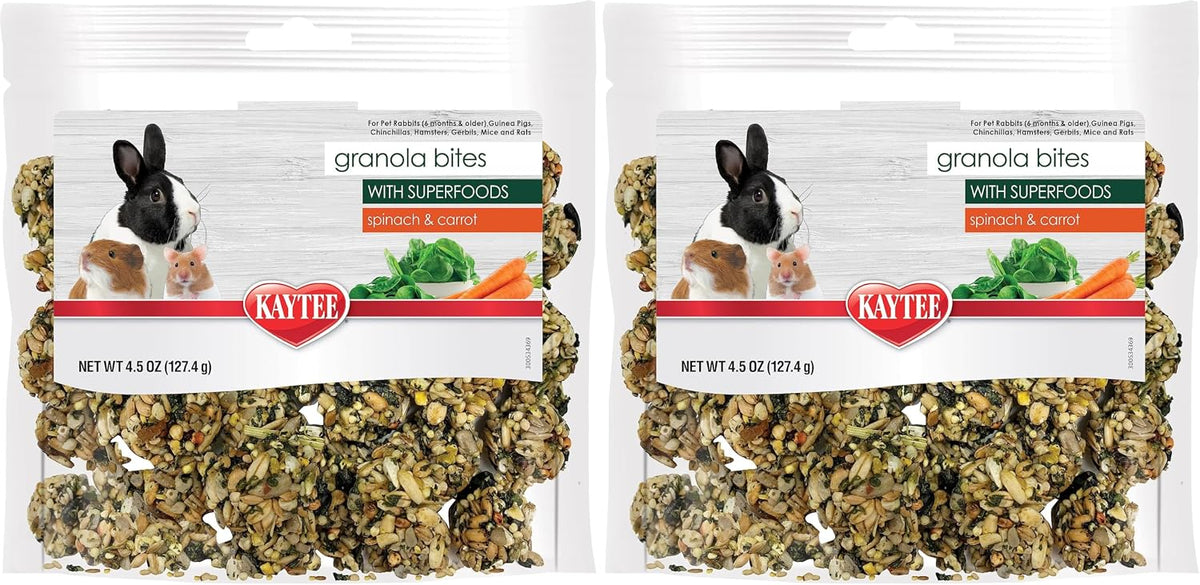 Kaytee Granola Bites with Superfoods Cranberry, Apple and Flax for Rats, Mice, Hamsters, Gerbils, Rabbits, Guinea Pigs and Chinchillas, 4.5 oz