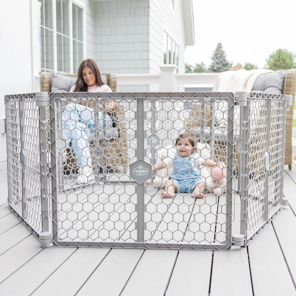 Regalo Safety 192" Plastic 2-in-1 Super Wide Baby Gate & Play Yard