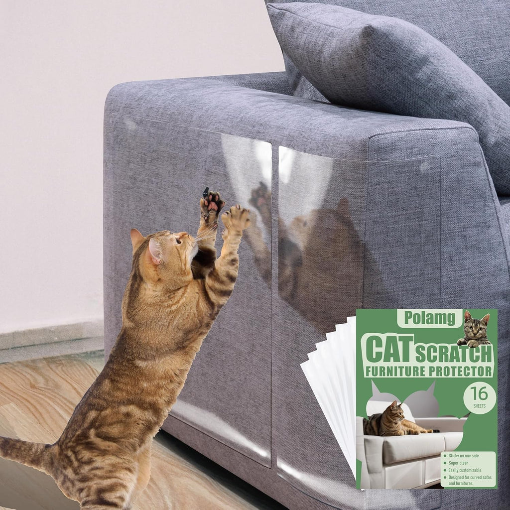 Polamg Cat Scratch Furniture Protector, 12-Pack Clear Sofa Guards