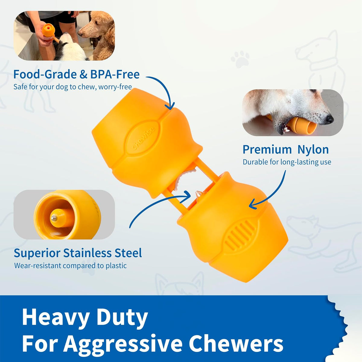 PetClan Chewise Bully Stick Holder for Dogs, Metal Teeth Dog Chew Holder | Prevents Choking, Fits Most Dogs, Bully Sticks & Most Chews, Metal Teeth Grip to the Last Inch, BPA-Free, Dishwasher Safe