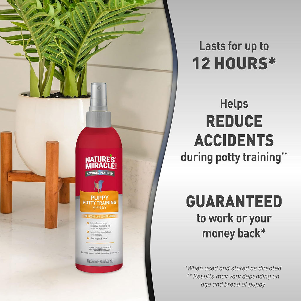 Nature's Miracle Advanced Platinum Puppy Potty Training Spray, 8 oz | Helps Encourage Puppies To Go Where You Want, Lasts Up To 12 Hours, For Indoor & Outdoor Training