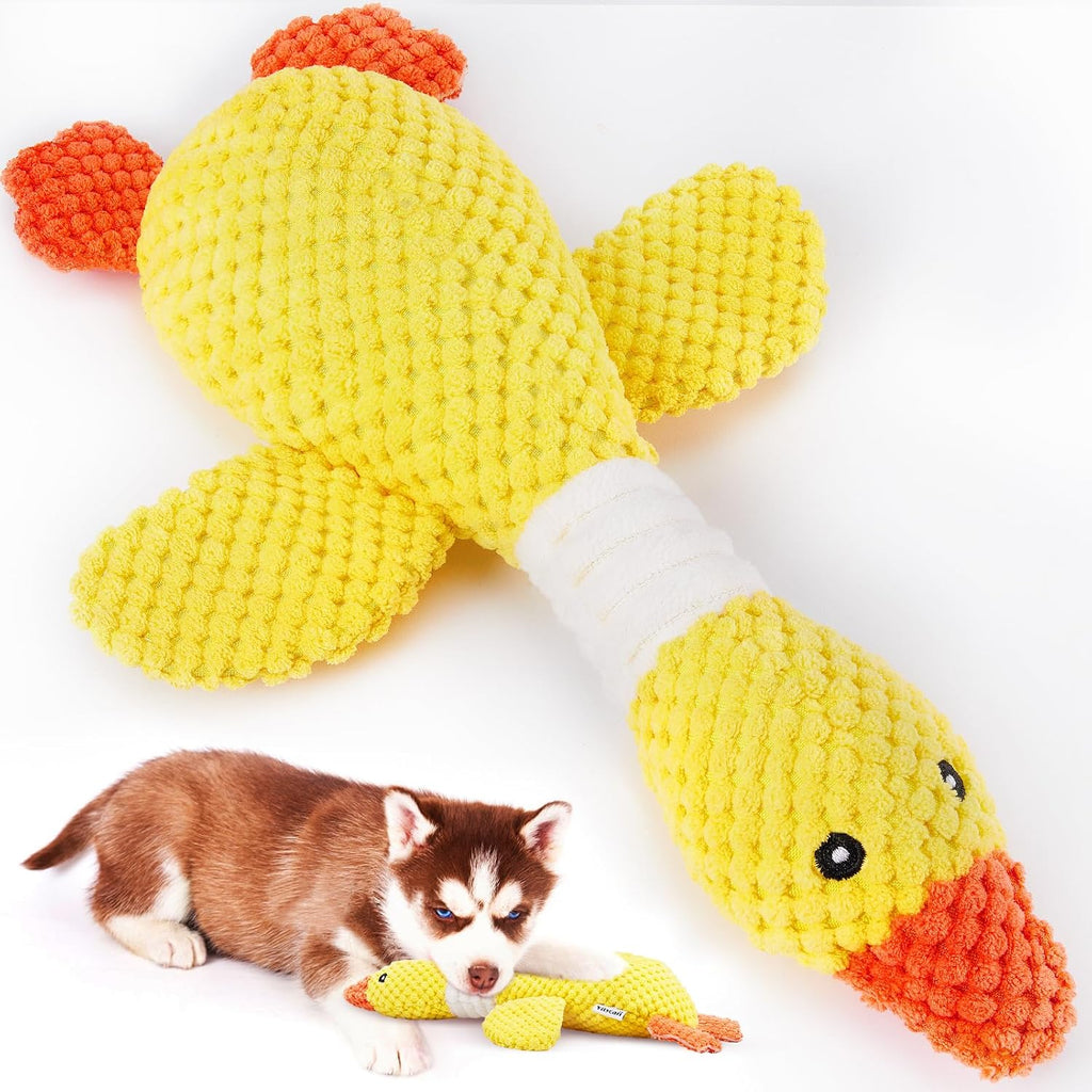 Vitscan Upgraded Goose Indestructible Dog Toys for Aggressive Chewers | Dog Chew Toys for Aggressive Chewers Small Medium Large Breed, Crinkle Squeaky Plush Puppy Chew Toys for Teething, Duck Toys