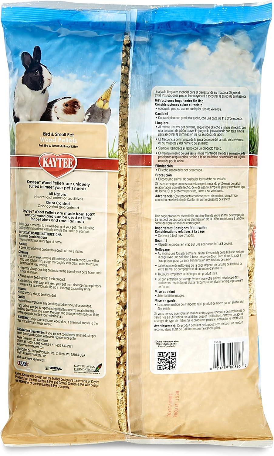 Kaytee Wood Pellets Pet Bird & Small Animal Litter, 8 lb Bag