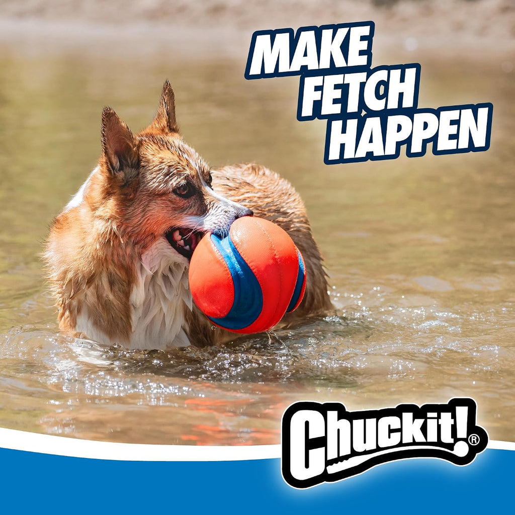 Chuckit! Kick Fetch Ball Dog Toy, Large, 8in, for Large Dogs, Floats | Floats in Water for Interactive Play and Fetch with Large Dogs; Durable Construction Withstands Rugged Outdoor Use