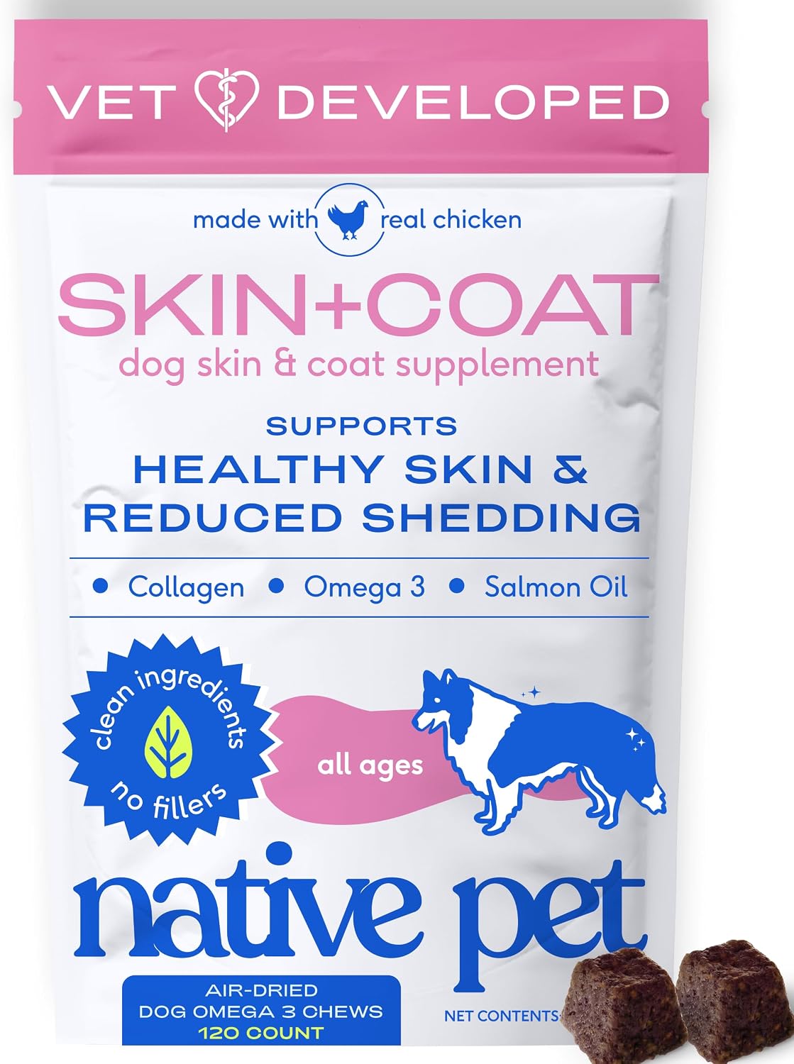 Native Pet Omega 3 Fish Oil for Dogs & Cats – Wild Alaskan Salmon Oil for Dogs Skin and Coat, Supports Joints, Heart & Shedding – Fast-Absorbing Omega 3 6 9 Liquid Supplement – 8oz