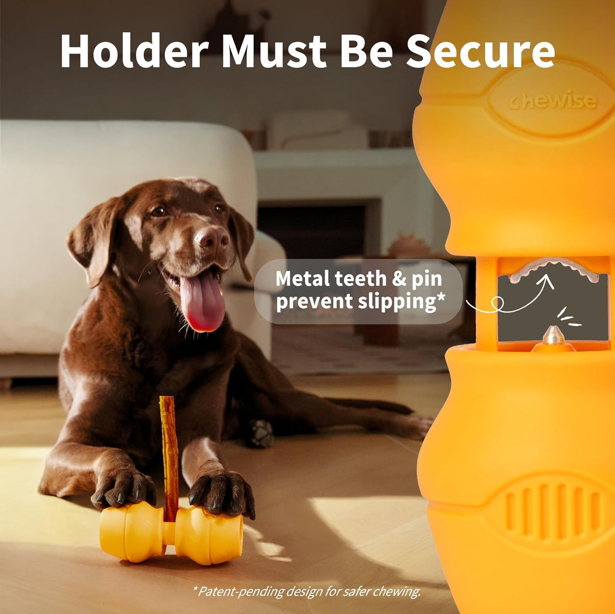 PetClan Chewise Bully Stick Holder for Dogs, Metal Teeth Dog Chew Holder | Prevents Choking, Fits Most Dogs, Bully Sticks & Most Chews, Metal Teeth Grip to the Last Inch, BPA-Free, Dishwasher Safe