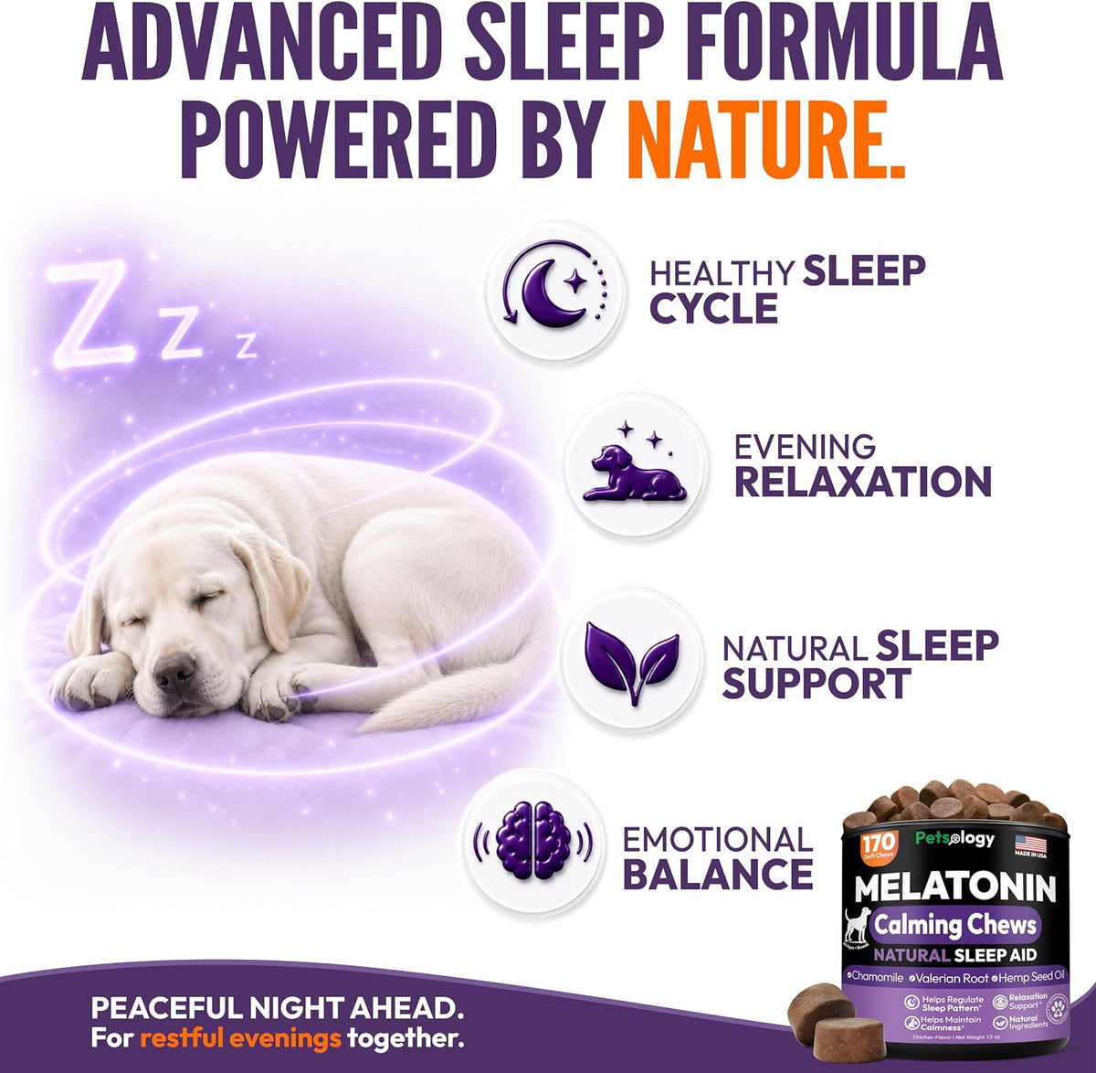 Melatonin for Dogs - 170 Dog Melatonin Calming Chews for Small & Large Dogs | Natural Hemp Dog Sleep Aid - Puppy Sleeping Pills for Anxiety, Stress, Separation, Barking & Fireworks - Made in USA