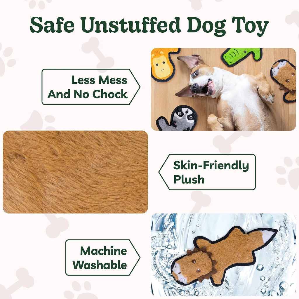 SHARLOVY No Stuffing Dog Toys Crinkle Squeaky, Long Lasting Chews for Aggressive, Durable Plush Dog Puppy Chew Toys for Teething, with 6 Tough Layers for Small Medium Large Breed-5pack,Large | Durable Plush Dog Puppy Chew Toys for Teething, with 6 Tough L