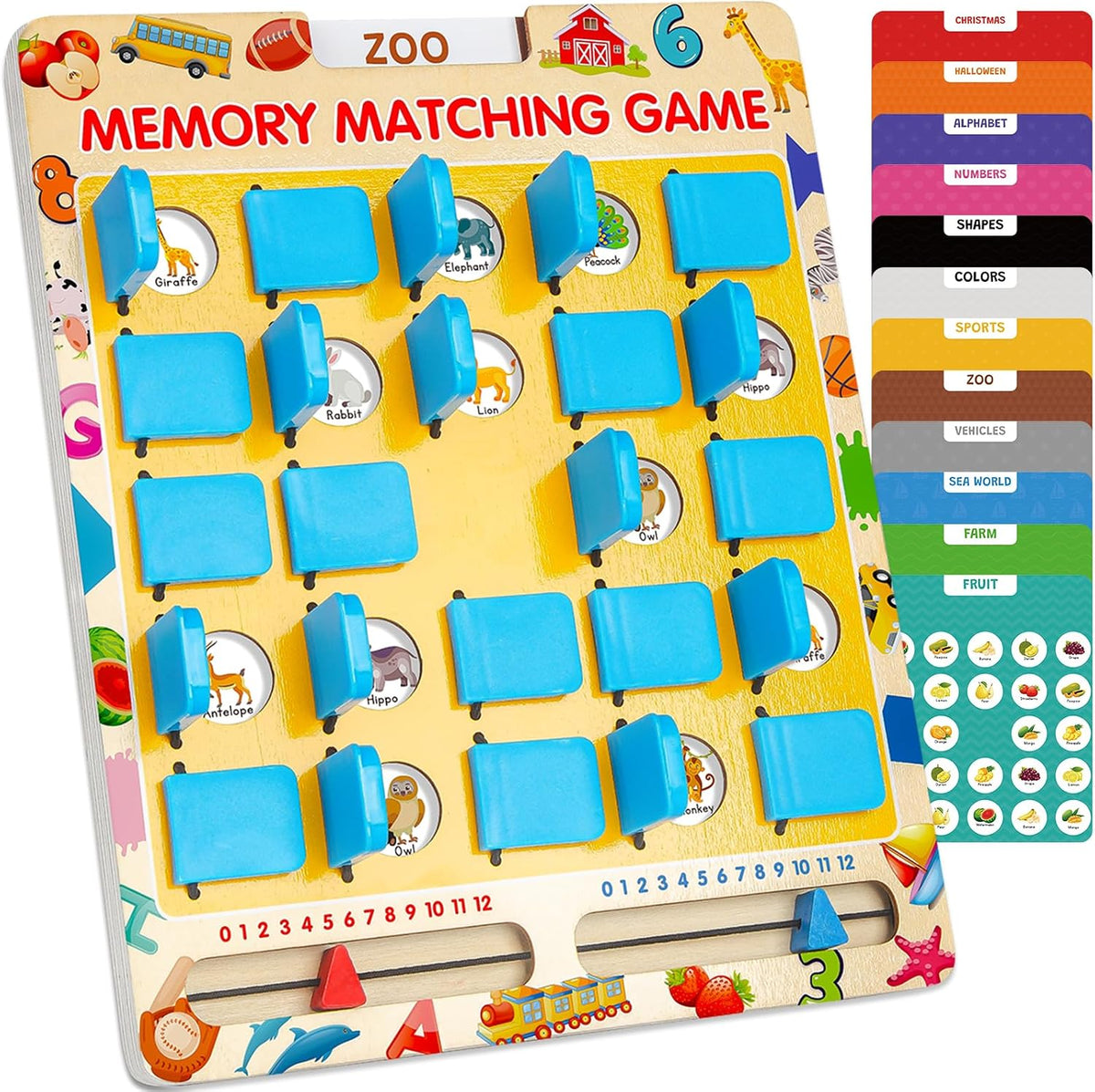 Memory Matching Game for Kids, Travel Toys for Toddlers Boys Girls Ages 3-5