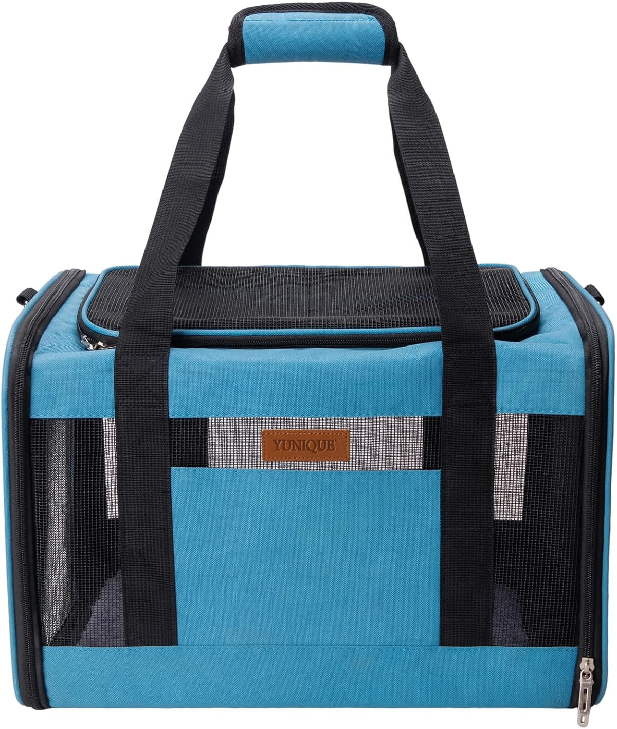 YUNIQUE Soft-Sided Cat & Dog Carrier for Pets Up to 15 Lbs, Airline Approved Collapsible Travel Puppy Carrier with Lightweight Fabric Design (Grey)