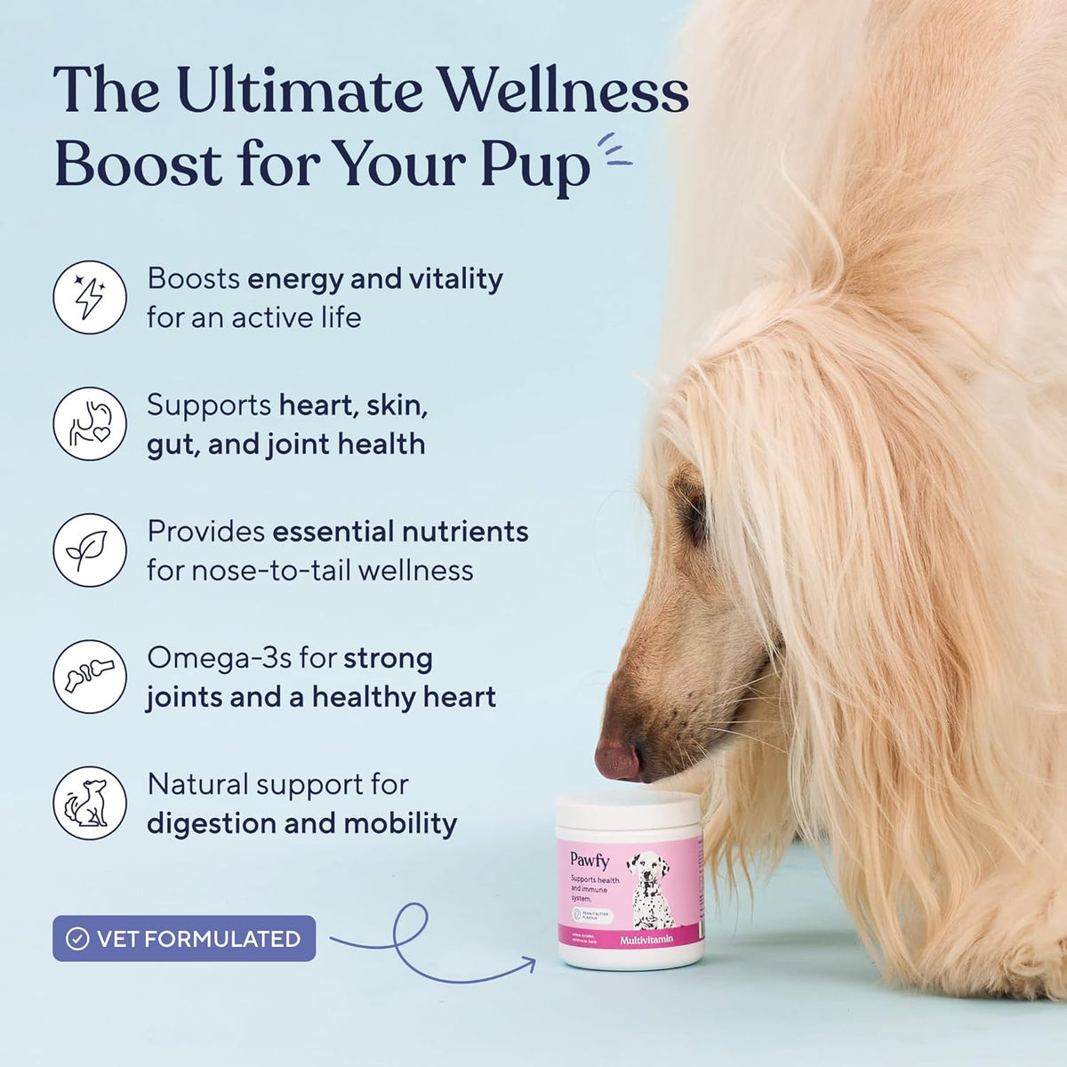 Pawfy 15 in 1 Dog Multivitamin - Skin, Coat & Immune Support Chews | Turmeric, Cod Liver Oil, Biotin & Vitamin C in One Daily Bite | Everyday Wellness for Healthy Pup or Senior Dog - 30 Chews
