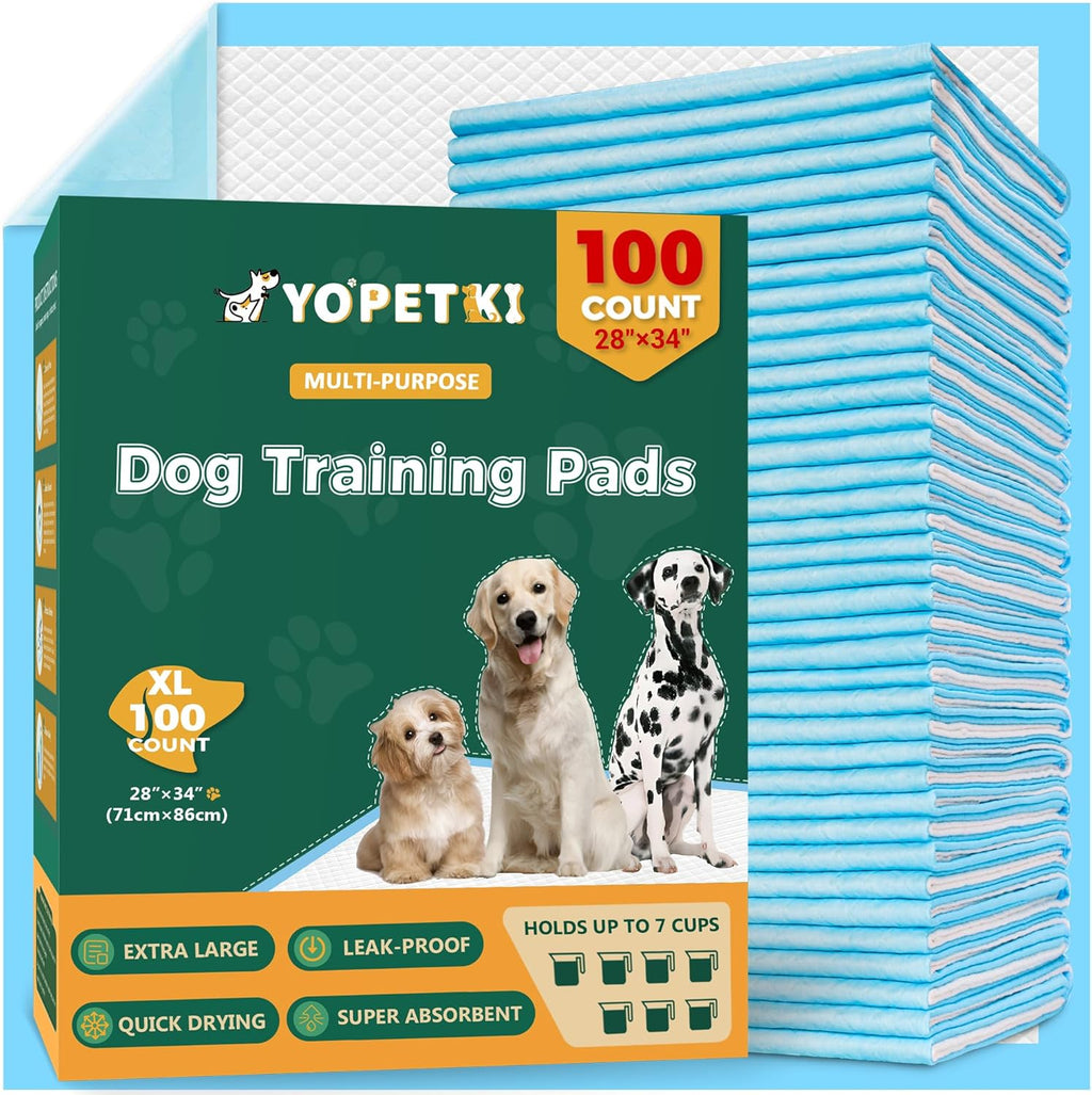 100 Count Dog Pee Pads Extra Large 28"x34", Super Absorbent X-Large 100 Pack Puppy Pads Leak-Proof & Quick-Dry Disposable XL Potty Pee Pads for Dogs, Puppies, Doggy