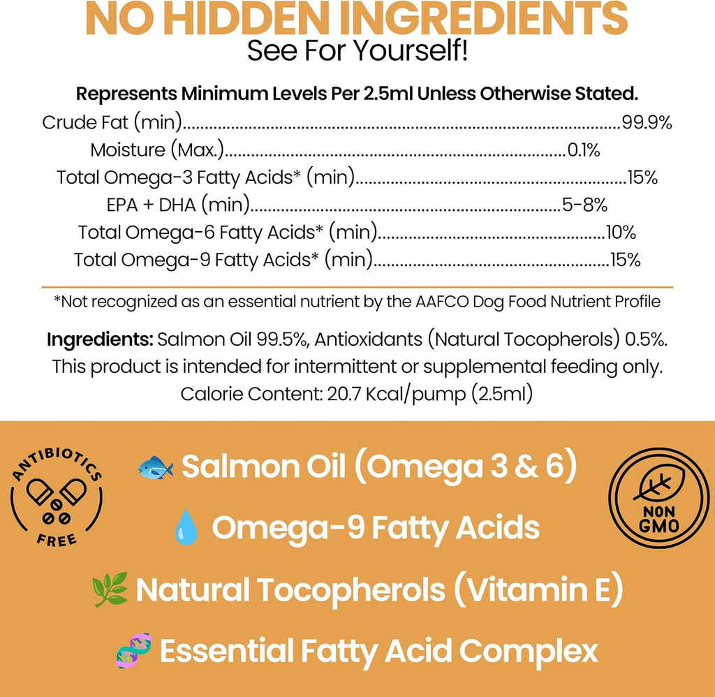 Salmon Oil for Dogs - Premium Fish Oil for Skin and Coat Health - Omega 3 Supplement - Supports Itchy Skin - 8 oz Liquid - Norwegian Dog Salmon Oil - Essential Dog Supplement