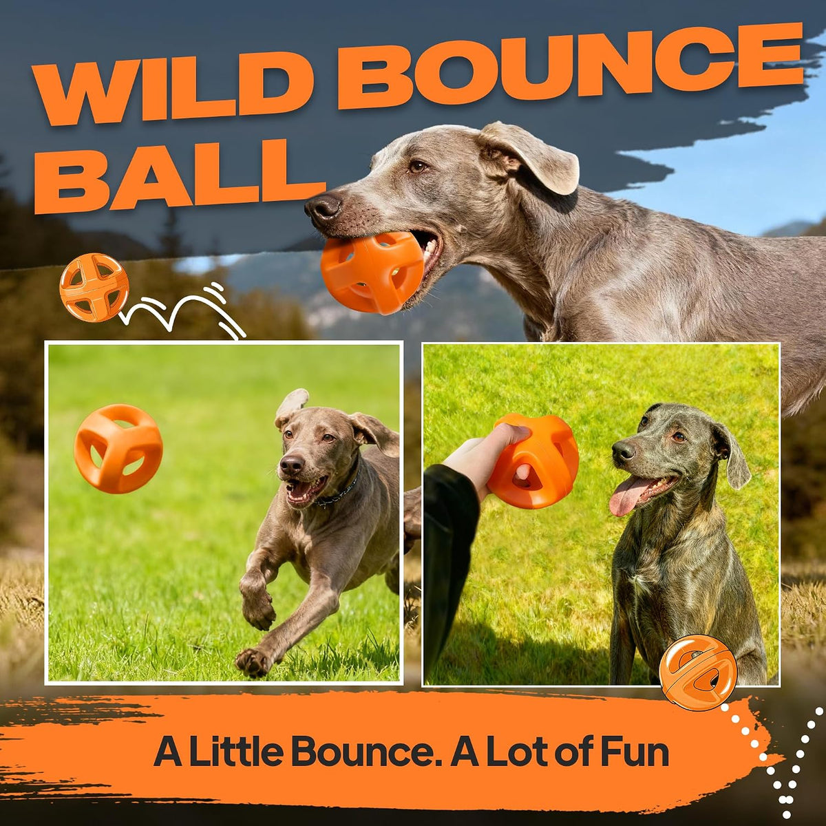 Fida Natural Rubber Dog Balls for Aggressive Chewers, Durable Dog Chew Toys for Large Dogs, Interactive Fetch & Tug of War Toys for Medium Large Breed Non-Toxic Dish Washable,4.5 * 4.5"