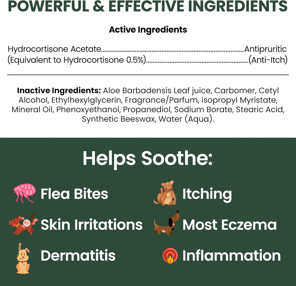 Hydrocortisone Lotion for Dogs - 4 oz Anti Itch Cream for Skin | Dermatitis Relief, Moist Eczema Support, Bug Bite Soothing, Easy Application, Made in USA