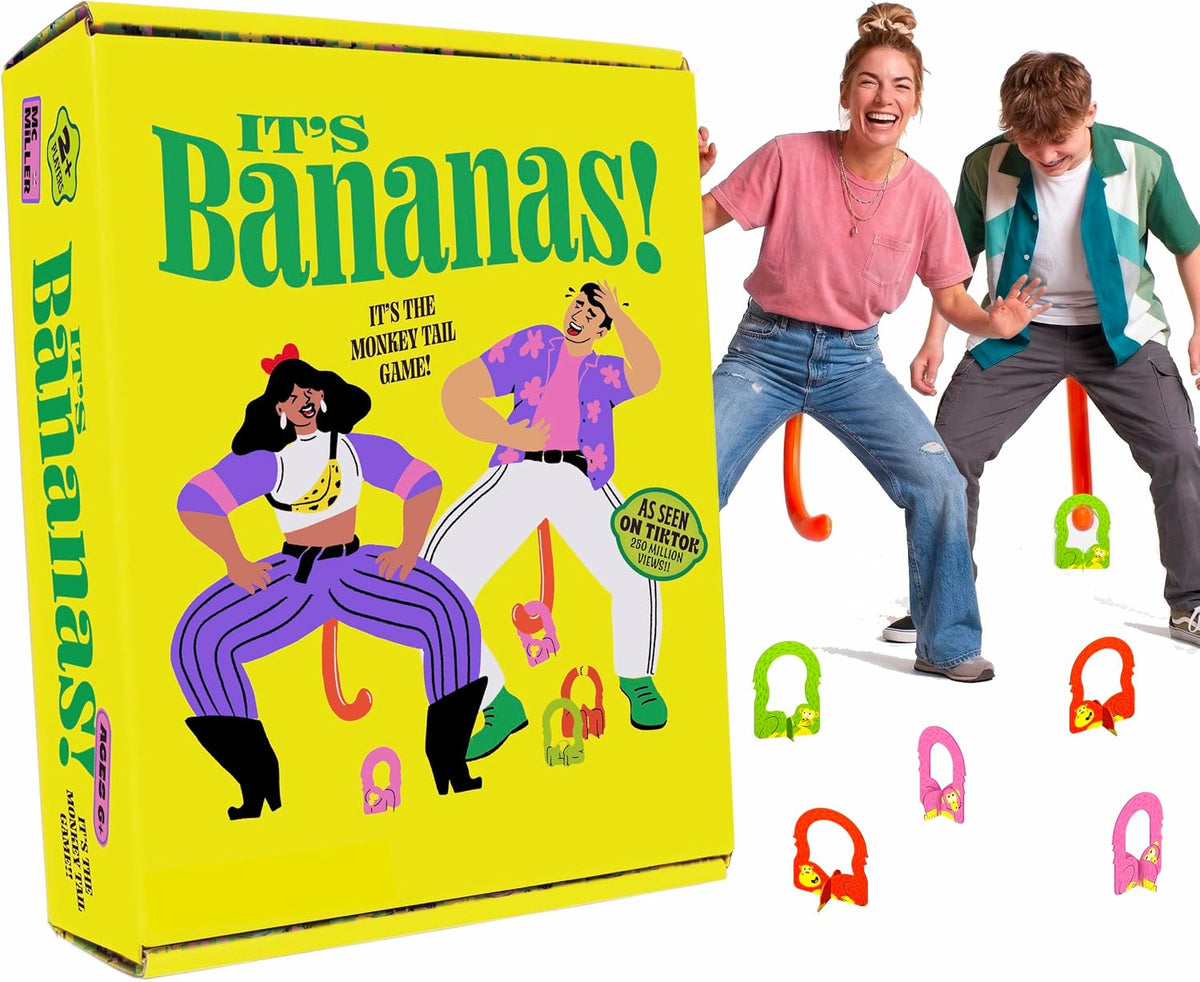 MCMILLER ENTERTAINMENT It’s Bananas – The Hilarious Monkey Tail Party Game for Adults & Families | Funny Indoor & Outdoor Game for Bachelorette Parties, Summer Parties, BBQs, Birthdays & Game Nights