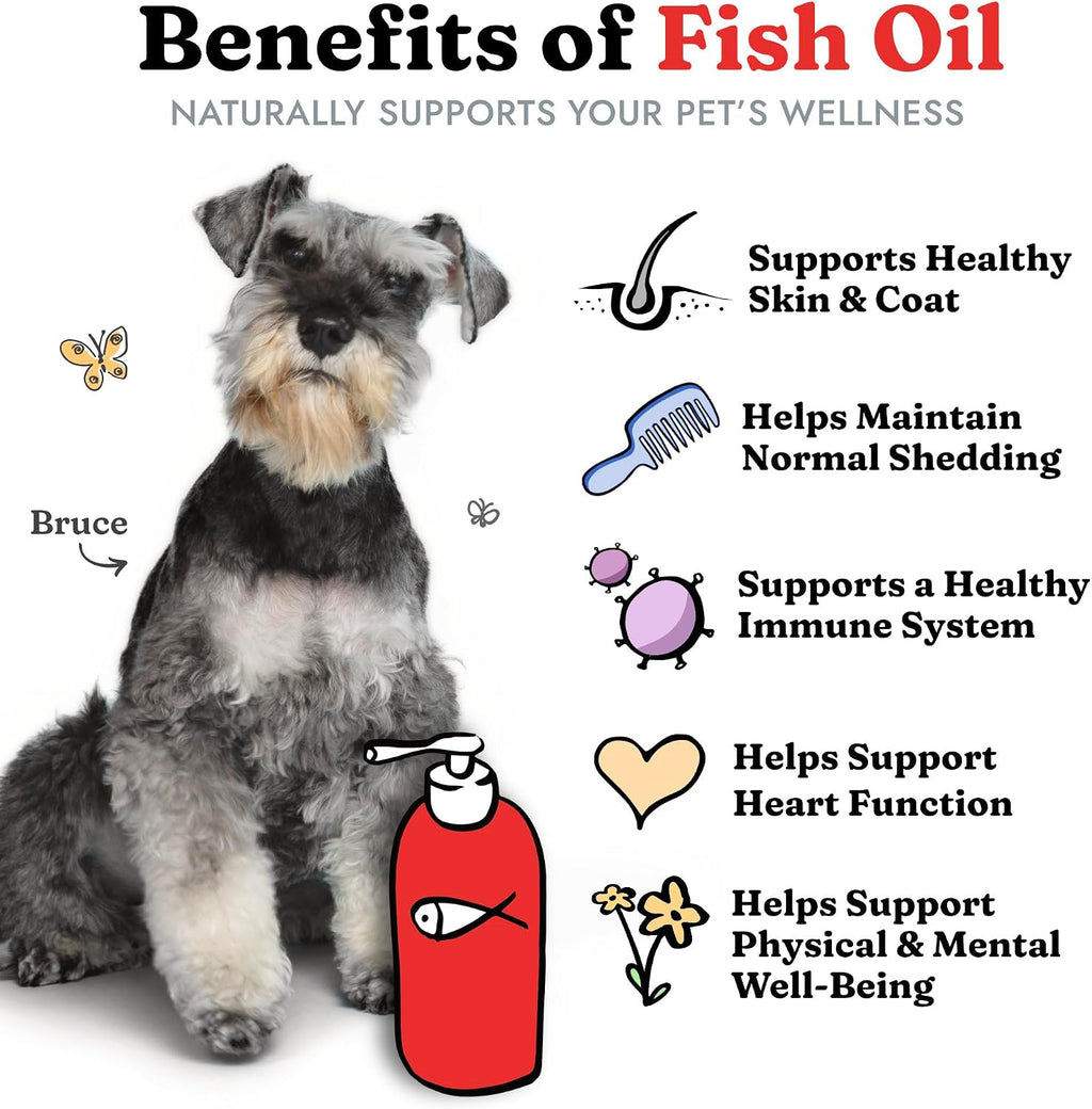 Fish Oil for Dogs, Healthy Skin & Coat Salmon Pollock Liquid Omega 3, 64 oz | Soft Shiny Glossy Coat, EPA DHA, Immune System & Heart Function Support, Normal Shedding, Supplement for Pets