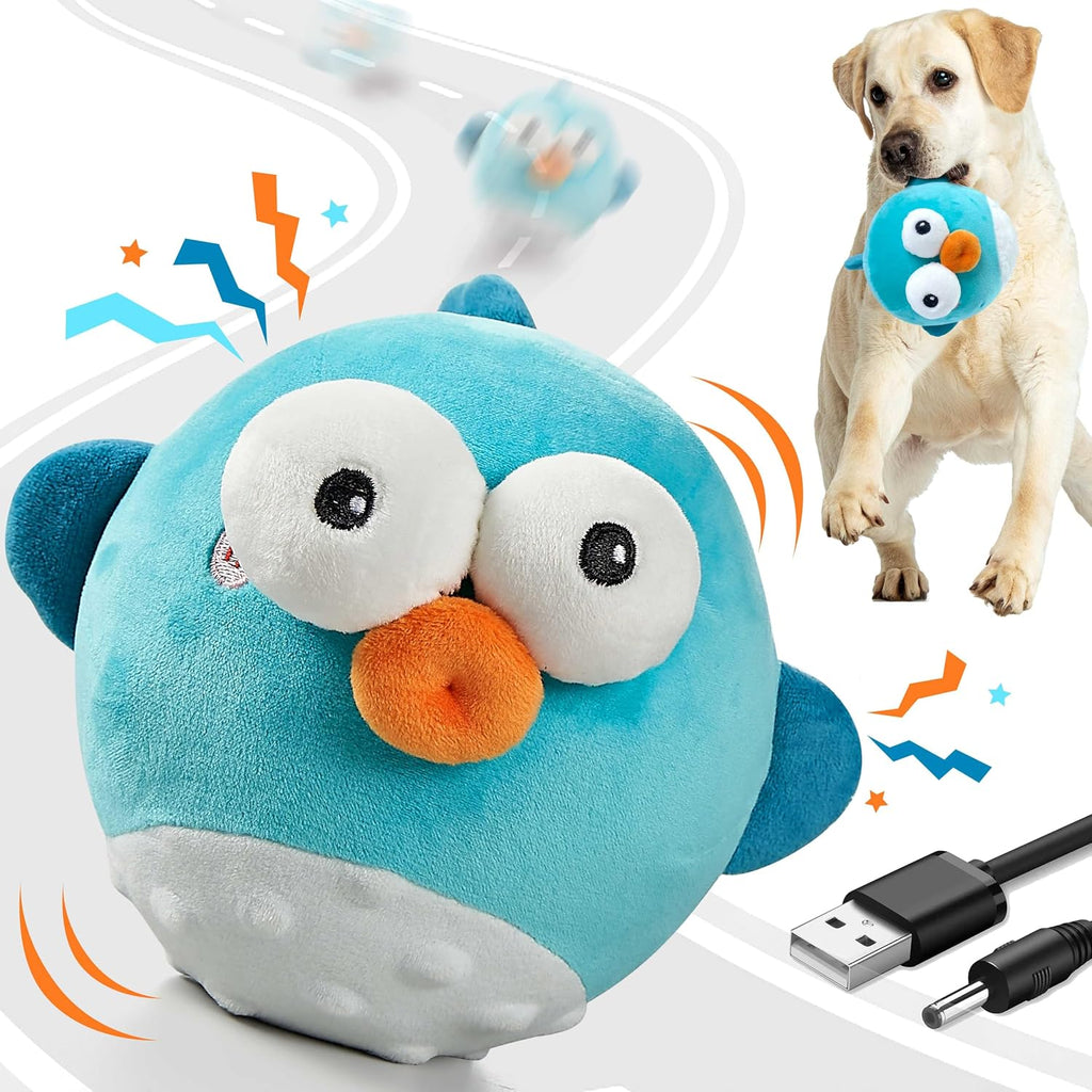 GUKCO Interactive Dog Toys, Moving Ball Toy with Jumping & Music(Chick) | Rechargeable Plush Toy for Small, Medium & Large Dogs to Keep Them Busy