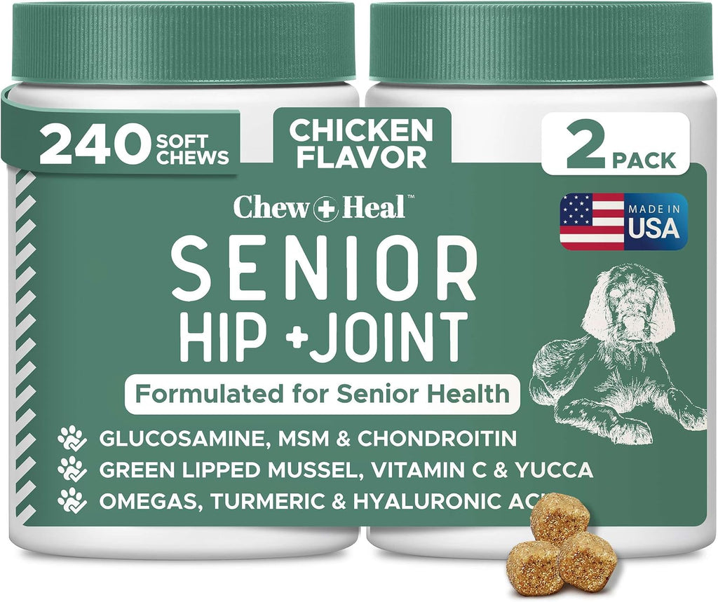 Glucosamine for Senior Dogs Hip and Joint Supplement, 60 Mobility Chews | Made with Glucosamine, MSM, Chondroitin, Green Lipped Mussels and More