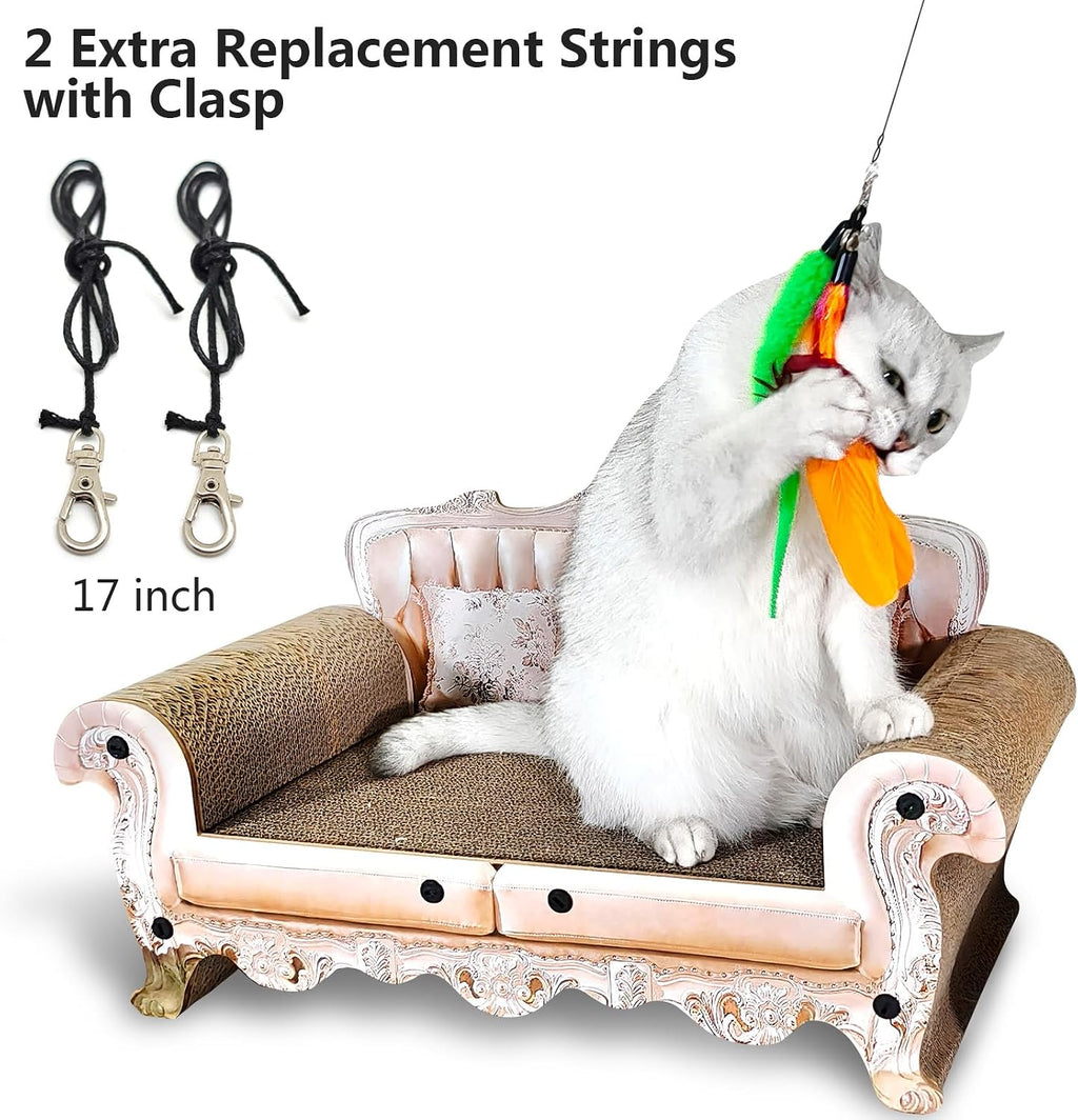 miwoowim 2PCS Retractable Cat Teaser Wands & 9PCS Feather Refills Toy Set
