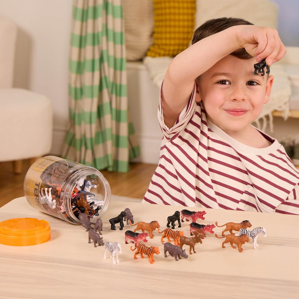 Terra by Battat Wild Animal Figurines Tube, 60 Mini Safari Figures, Animals