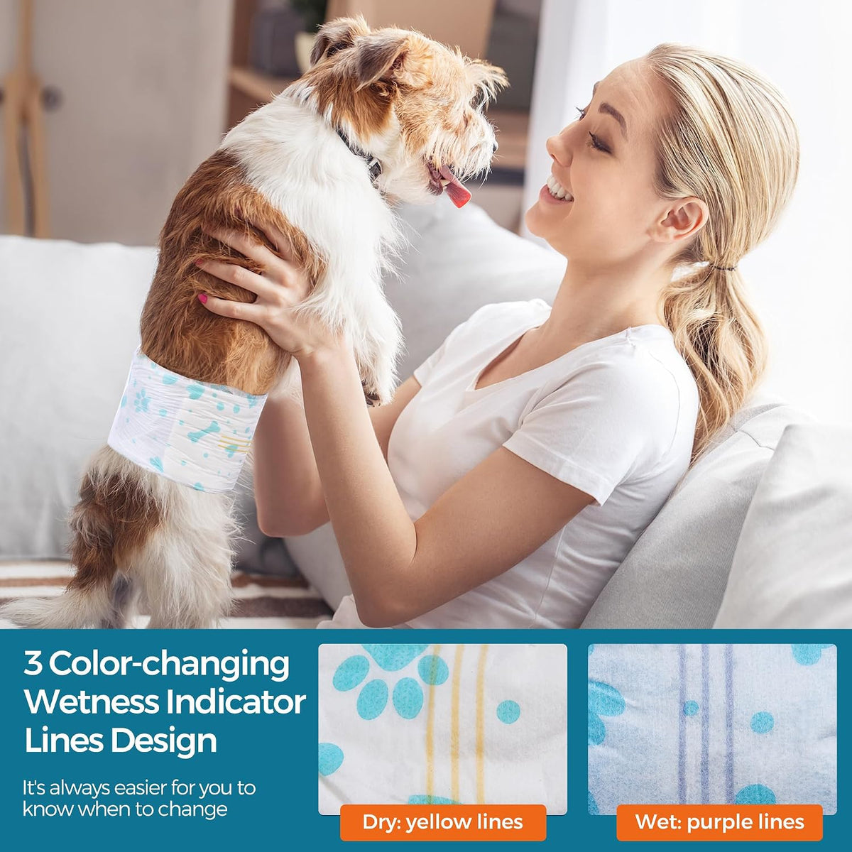 Bestle Male Dog Wrap, Disposable Dog Diapers, 40 Count, S (Waist 16.5”-19.7”), Wetness Indicator, Ultra Protection, Leak Proof, Super Absorbent, Soft