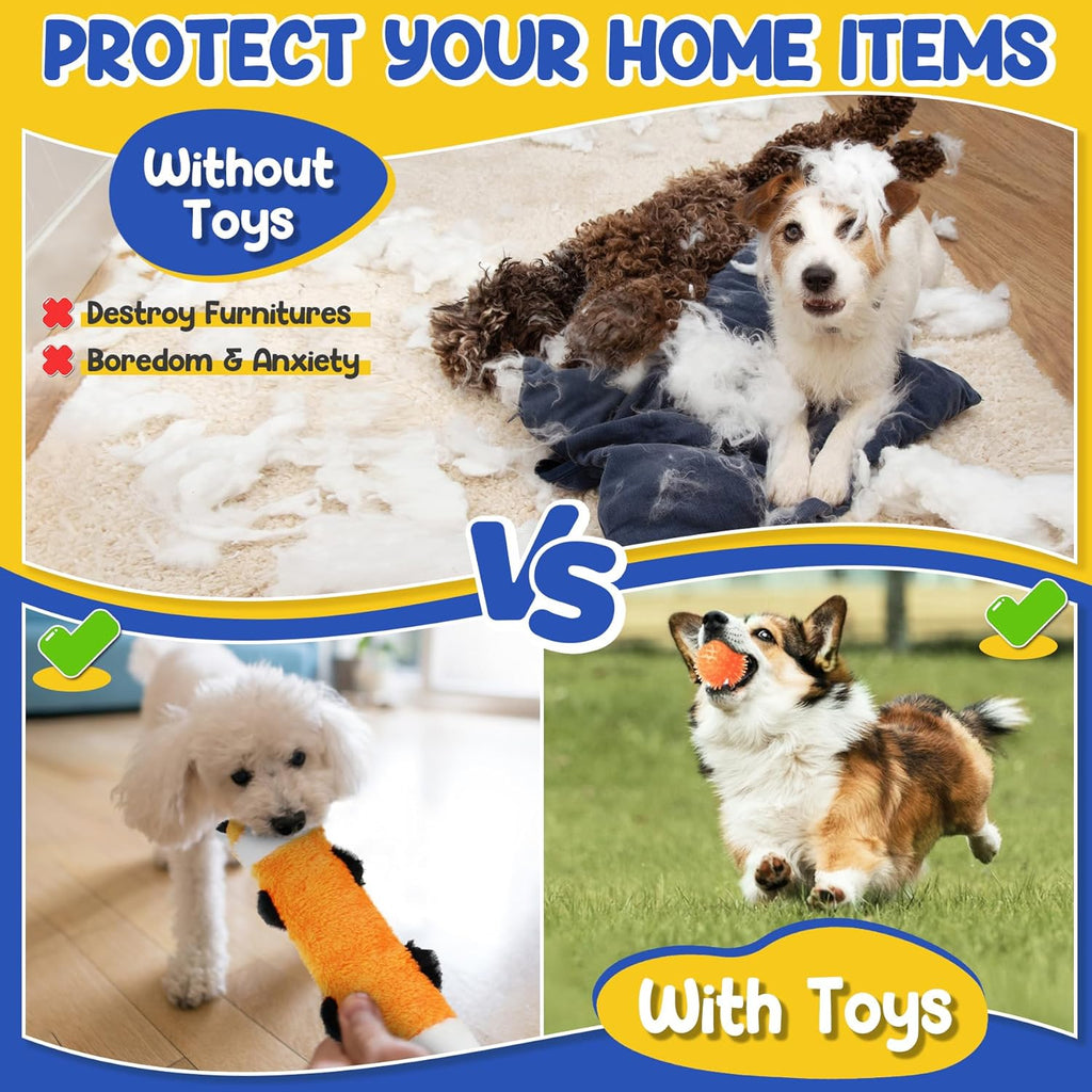 Puppy Toys for Teething, 9 Pack Cute Dog Chew Toys for Small Dogs | Tough Plush, Treat Ball & Ropes, Squeaky Toys with Crinkle, Keep Dogs Busy for Boredom, Tug of War, Suitable for Small Breed