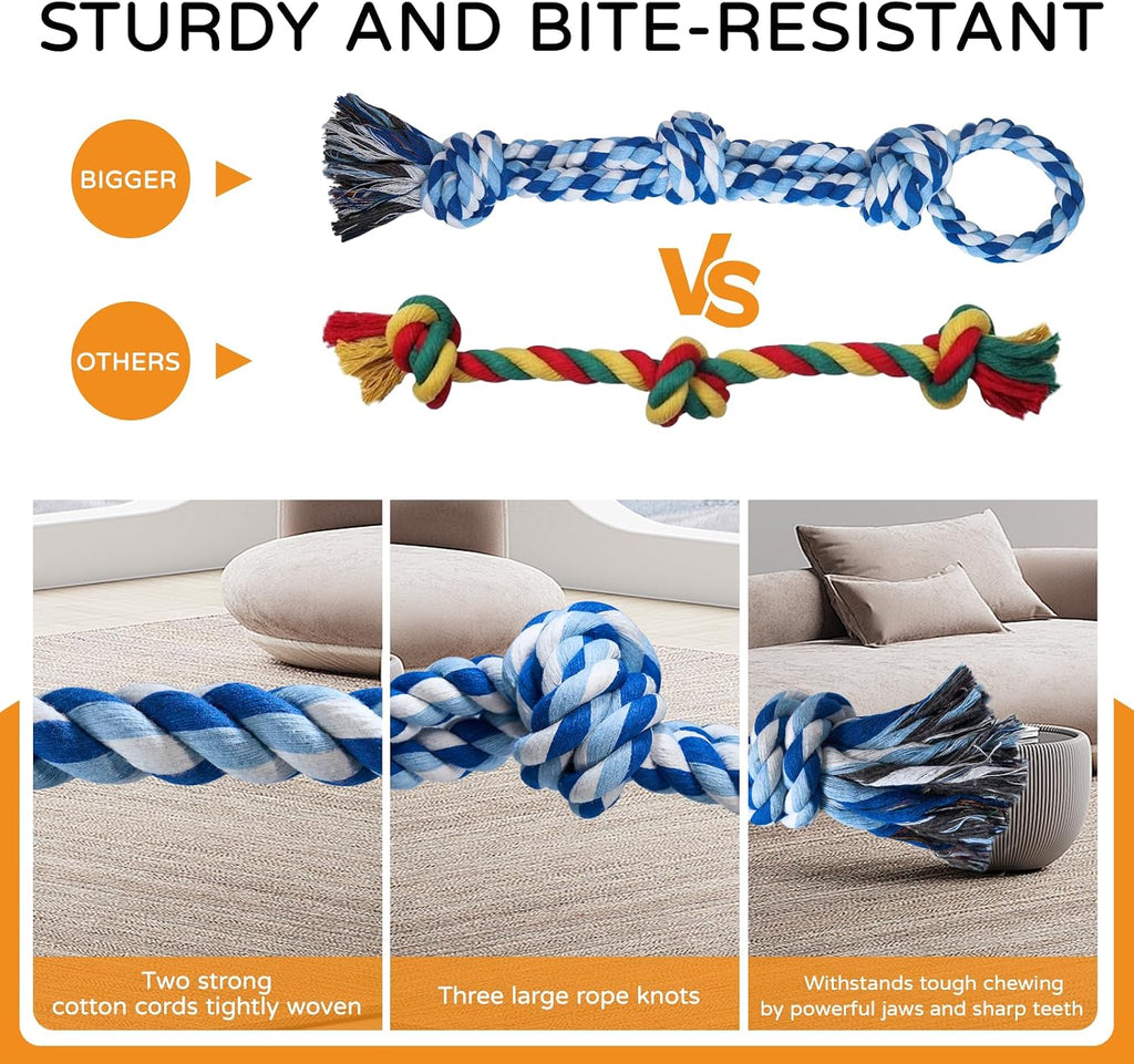 TLAZZ 2 Pack Chew Toys, for Aggressive Chewers | Dog Rope Toys, for Medium Large Breed, Teeth Cleaning Chew Toys Tug Toy, for Dog Boredom