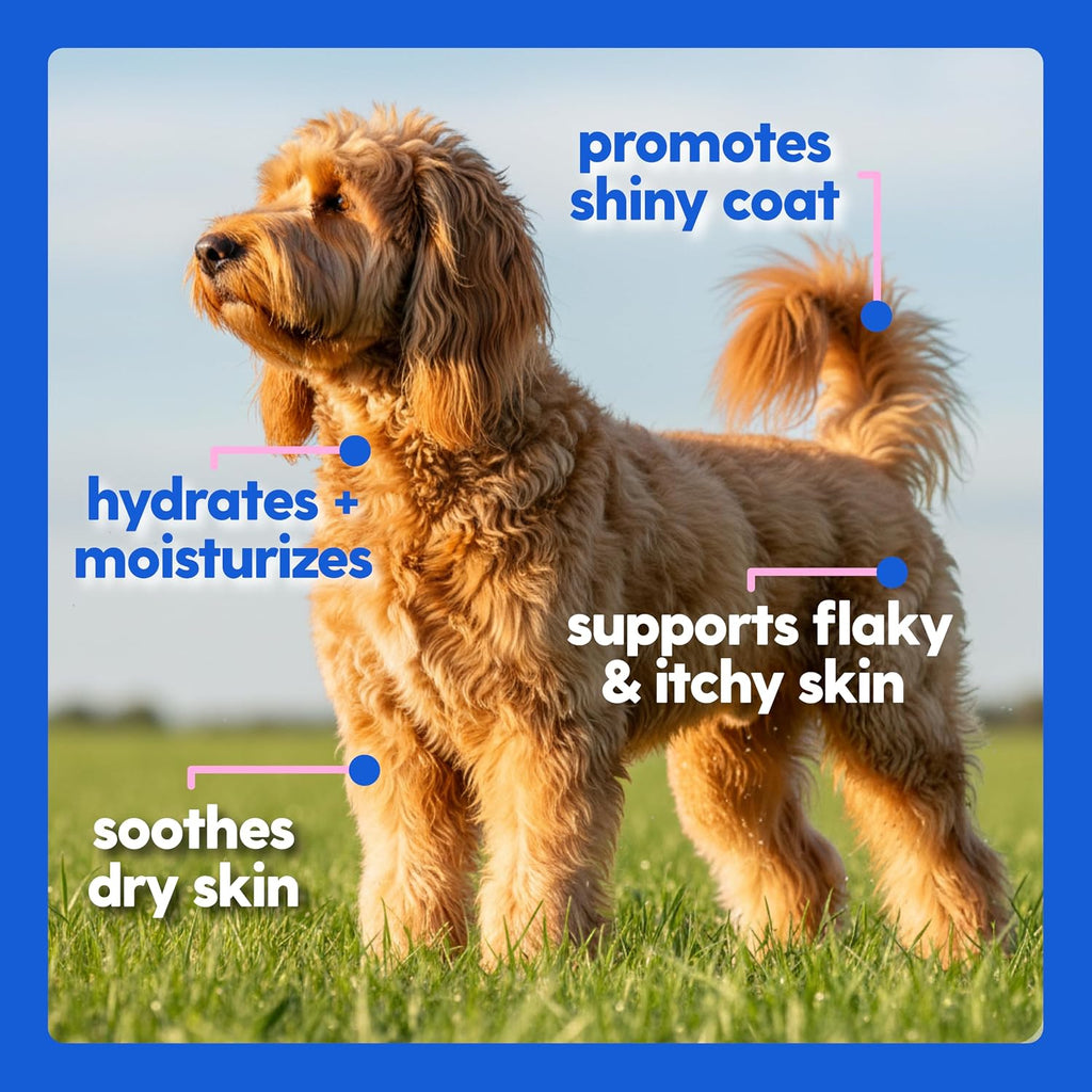 Skin and Coat Supplement for Dogs, Cats | Taily Liquid Collagen for Dogs | Itch Relief for Dogs with Allergies, with Grass Fed Collagen, Biotin, Vitamin C and Hyaluronic Acid | Made in USA