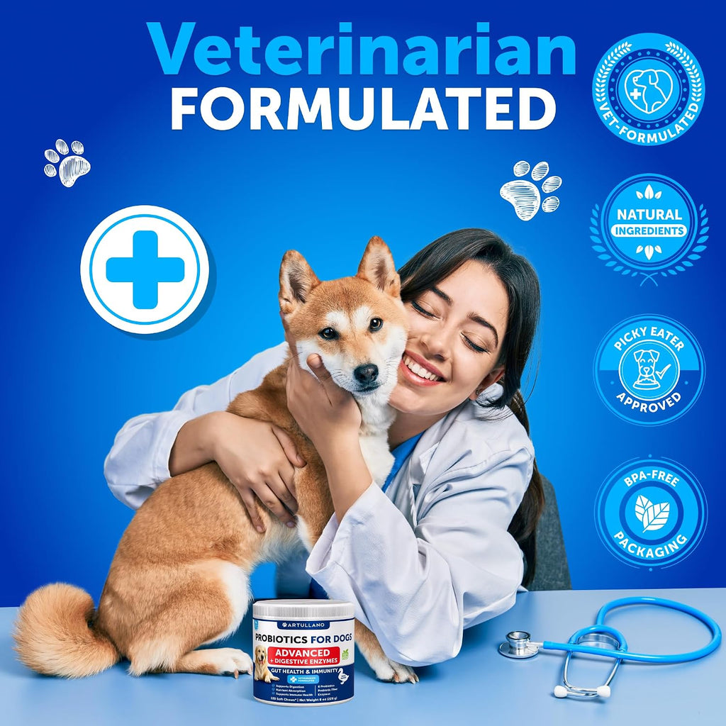 Probiotics for Dogs - 120 Chews - Dog Yeast Probiotic - Dog Probiotics | Dog Probiotics for Yeast, Itchy Skin and Itchy Ear - w/ Prebiotics, Digestive Enzymes - Gut Health Probiotic Chews for Dogs