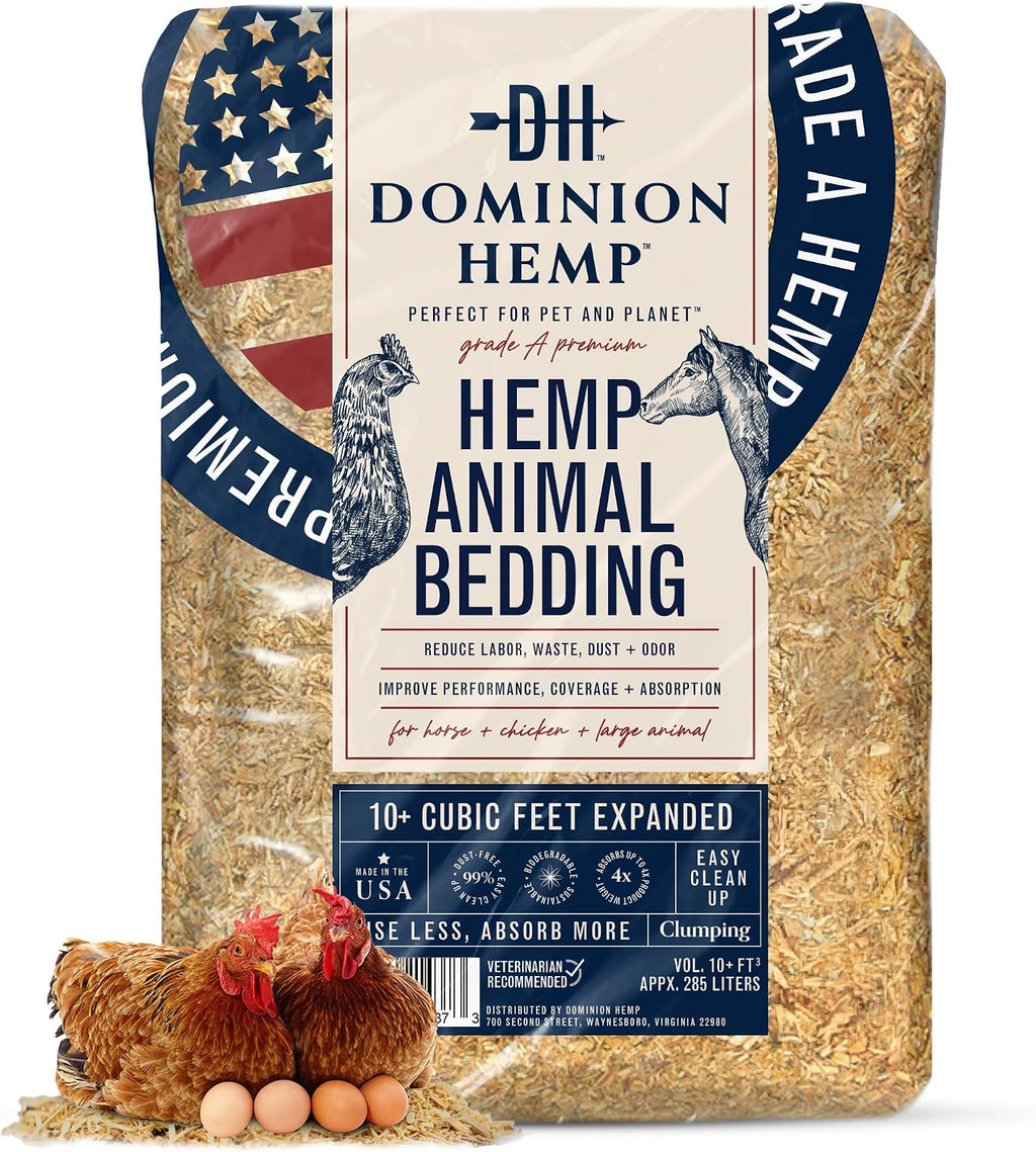Premium Hemp Bedding for Chicken Coops 285L - 30lbs, 1-Pack