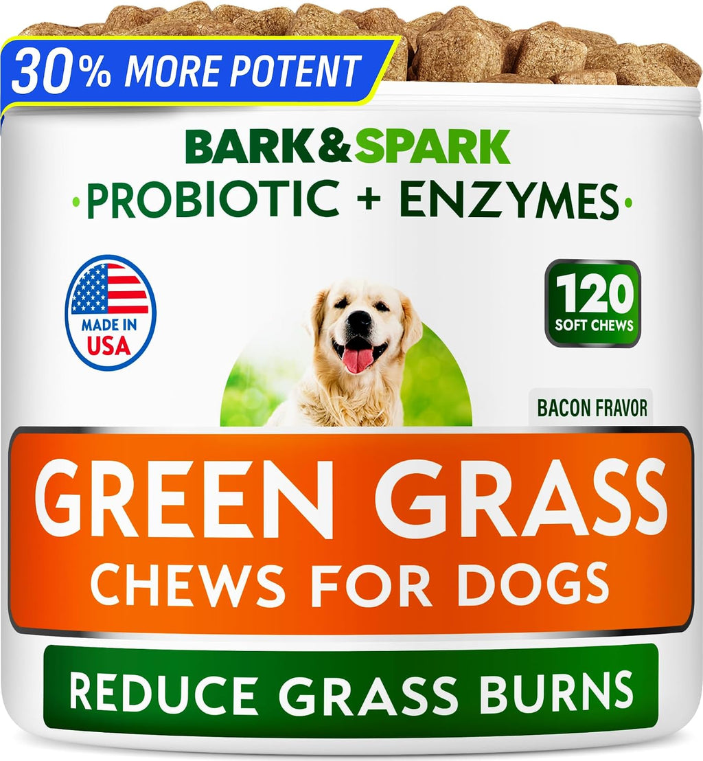 BARK&SPARK Probiotics for Dogs - Digestive Health Supplement Chews | Pet Dog Probiotics - Fiber & Enzymes - Diarrhea Gas Treatment Upset Stomach Relief - Allergy & Itchy Skin - 120Ct Chicken