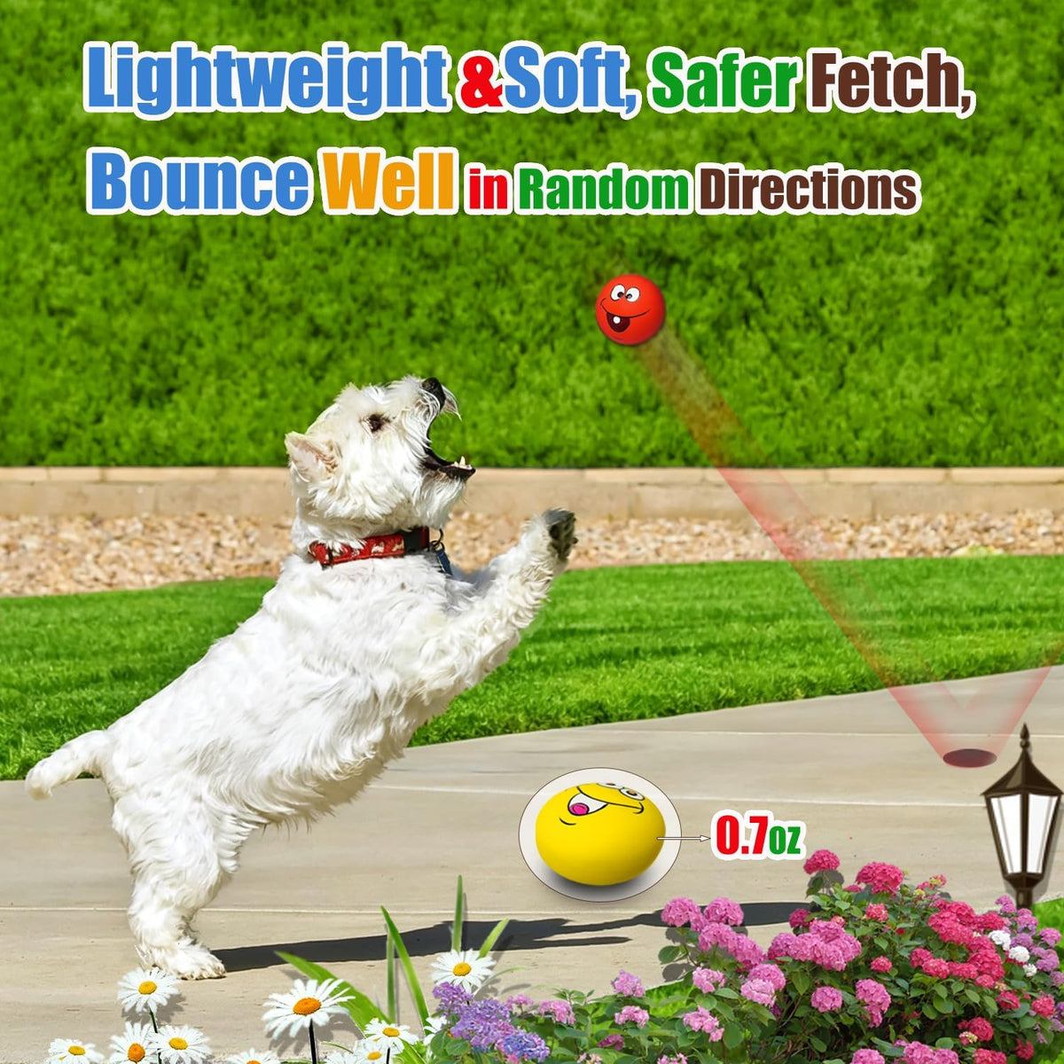 HOLYSTEED Latex Squeaky Dog Toys for Small Dogs, Mini Breed, 2.2" Flat Ball | 2.2"x2.2"x1.3" Flat Squeaky Balls 6pcs, Soft Small Dog Toys Chewing Squeak Toy, Smile Face Fetch Puppy Pet Toy with Squeaker
