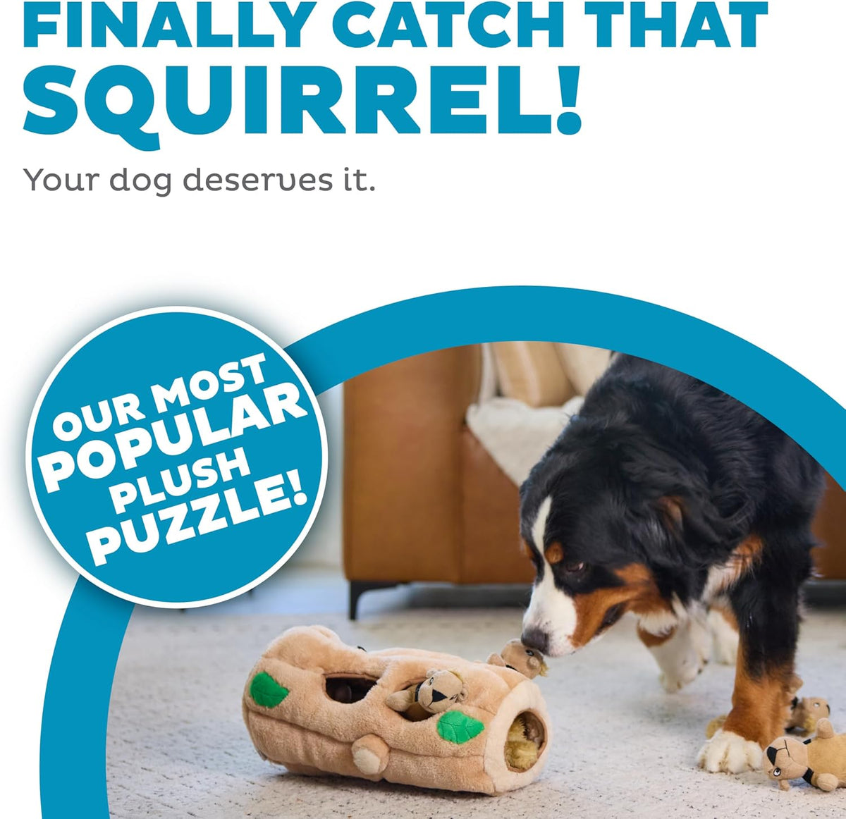 Outward Hound Hide-A-Squirrel Plush Squeaky Dog Toy, XL, 7" x 11.8" | Hide-n-Seek Puzzle, 6 Removable Squirrels, Fetch Play, Interactive Enrichment, Boredom Buster, Light Chewers, Dogs & Puppies