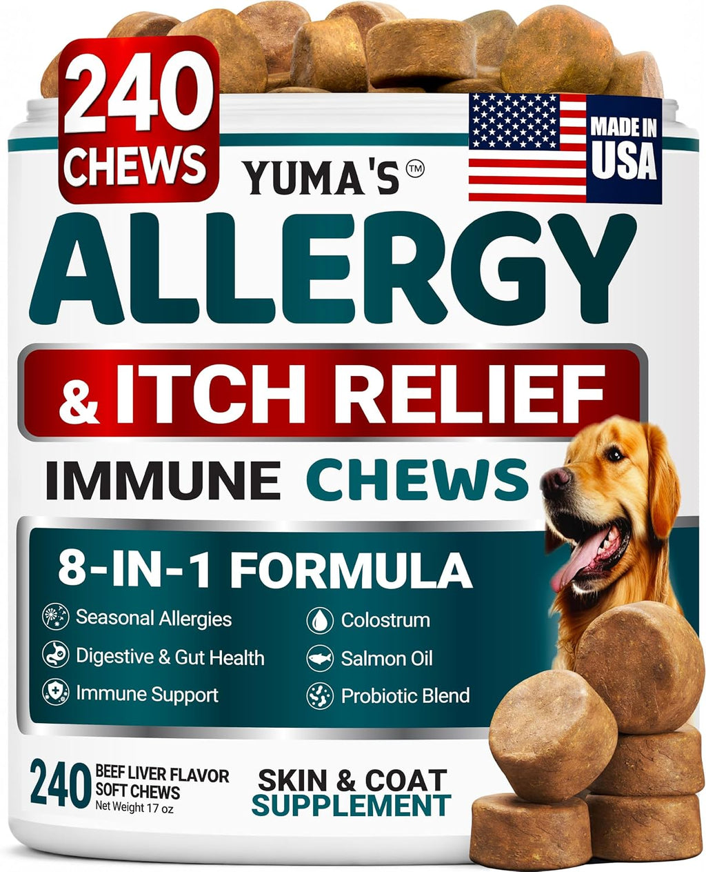 Hemp Calming Chews for Dogs - 240 Treats - Advanced Dog Calming Chews | Dog Anxiety Relief Supplement with Melatonin - Sleep Aid, Separation, Barking, Stress & Travel - Joint Support - Made in USA
