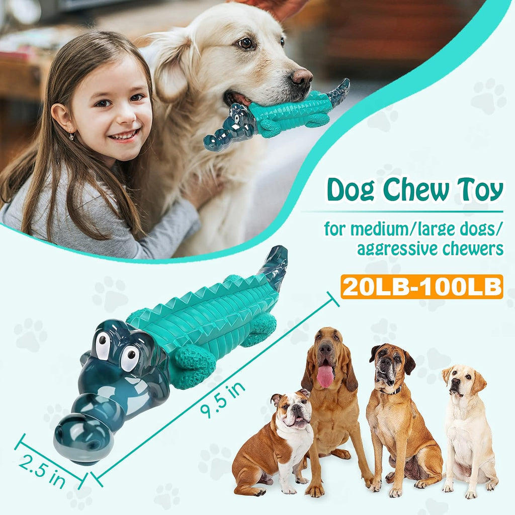 Jeefome Dog Toys for Aggressive Chewers: Tough,Indestructible Chew Toy | Teeth Cleaning Alligator Toy for Small Medium Large Breed,Long Lating Fun,Keep Them Busy