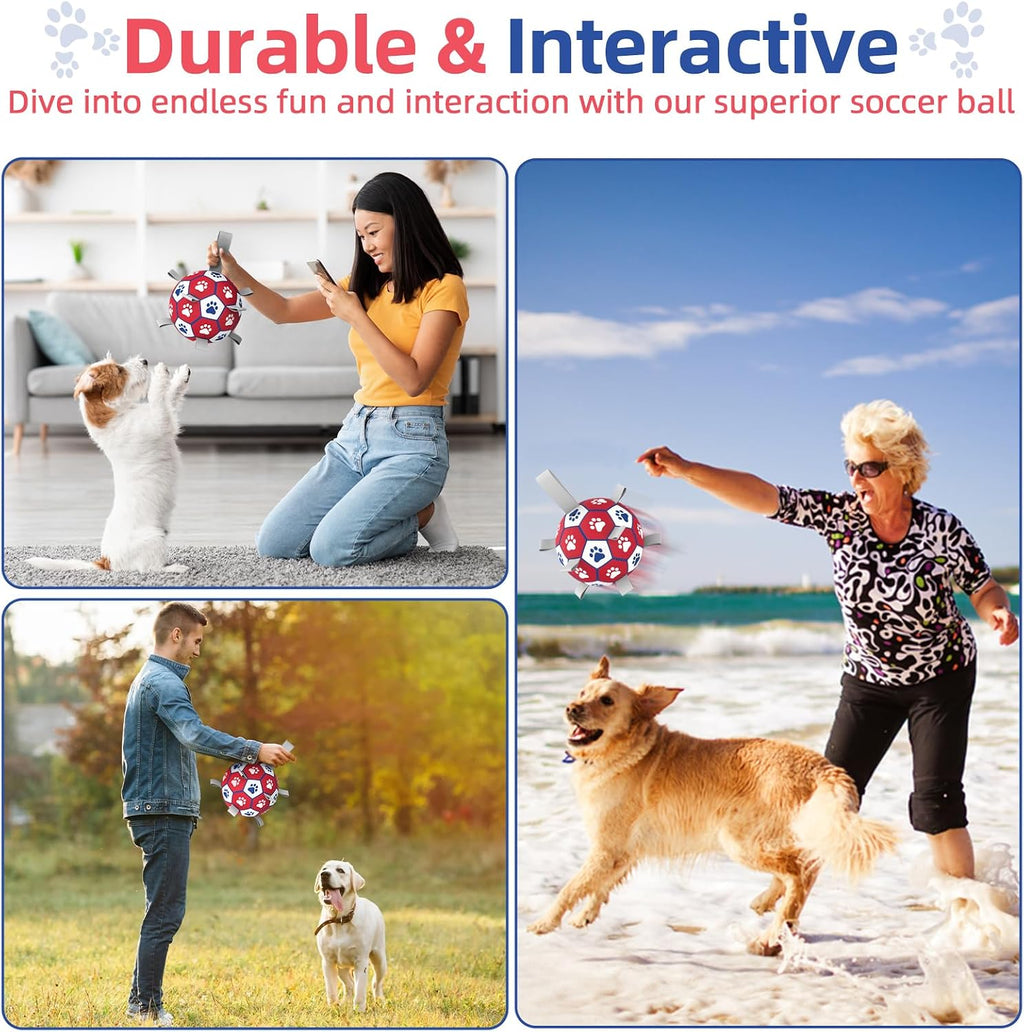 Diman Dog Balls,6 Inch Balls for Dogs with Straps, Dog Soccer Ball, Red | Dog Toy Balls for Small Medium Dogs, Outdoor Dog Toys, Dog Pool Water Toys,Puppy Toys to Keep Them Busy, Puppy Birthday Gifts