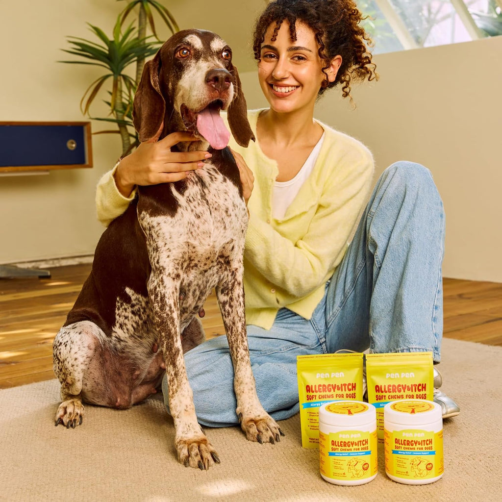 PENPEN Dog Allergy Chews - Anti-Itch & Itchy Skin Support for Dogs, Probiotics & Omega 3 (Fish Oil) for Immune & Gut Health - Peanut Butter Flavor - 180 Soft Chews
