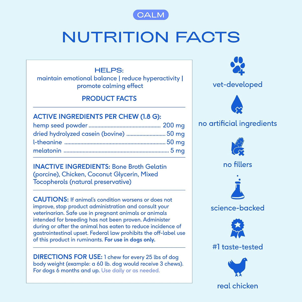 Native Pet Calming Chews for Dogs - Promotes Calming Effect, Supports Emotional Balance & Reduces Hyperactivity - Hemp Seed, Melatonin for Dogs, L-Theanine & Casein - Air-Dried 30 Chews